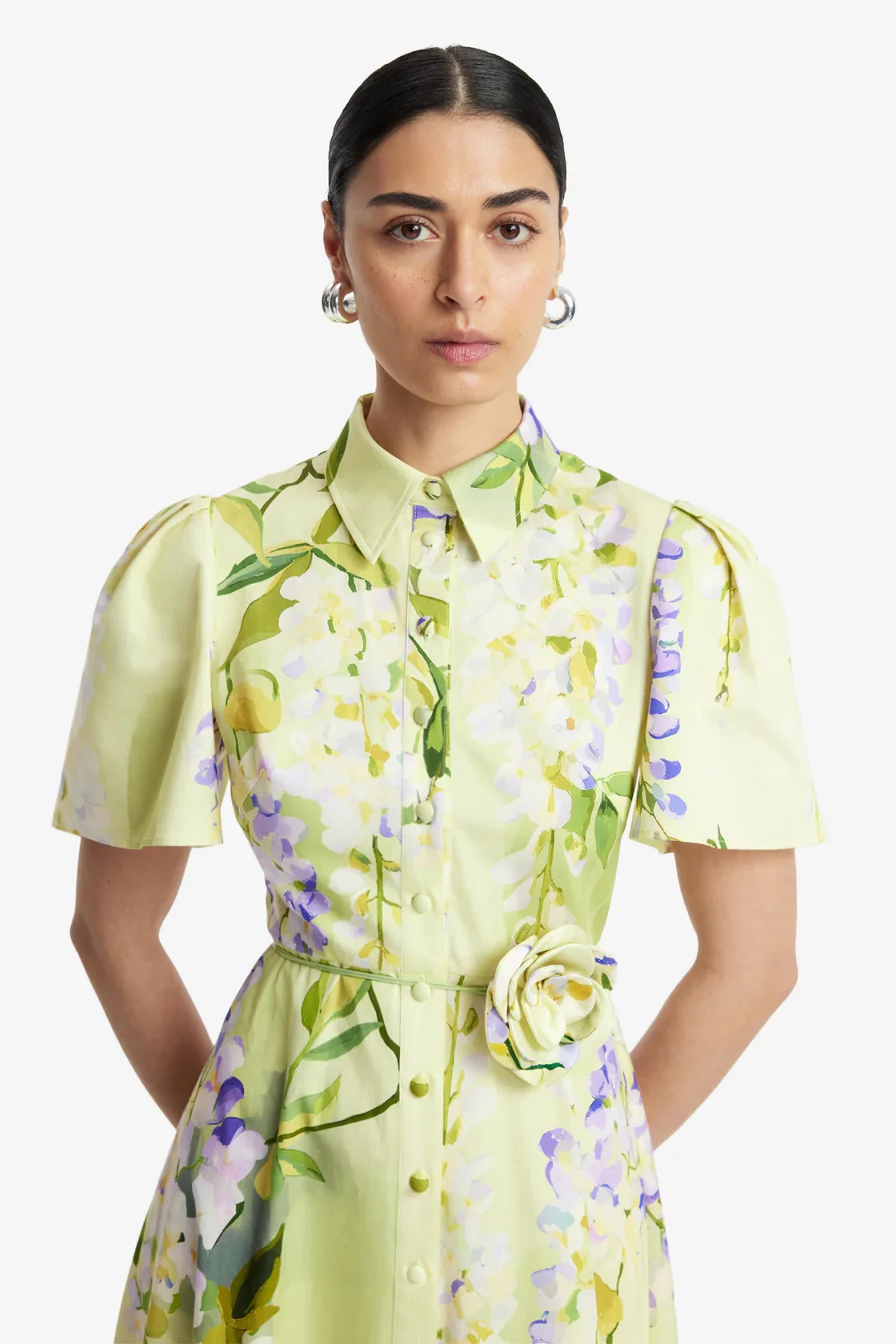 Leo Lin Bianca Short Sleeve Midi Dress - Wisteria Print - Image 5