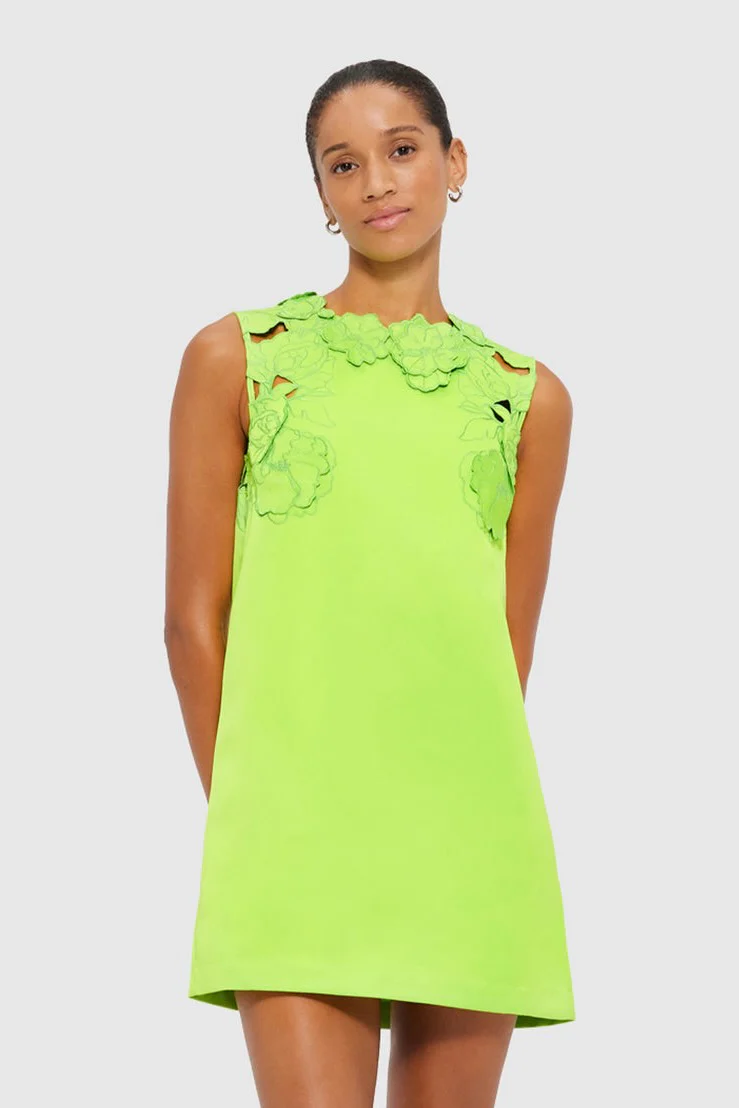 Leo Lin Blair Appliqué Mini Dress - Lime - Image 4