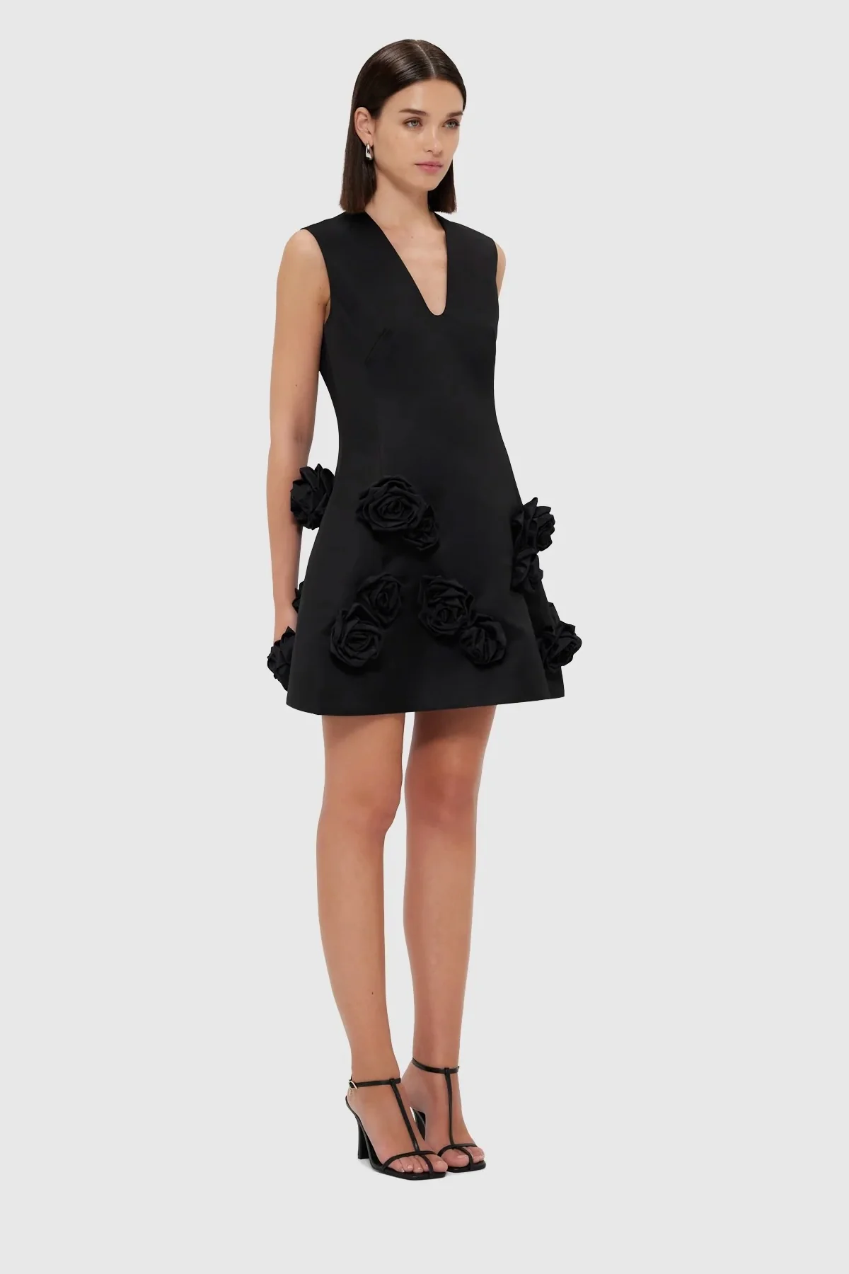 Leo Lin Briana V Neck Mini Dress - Ebony - Image 3