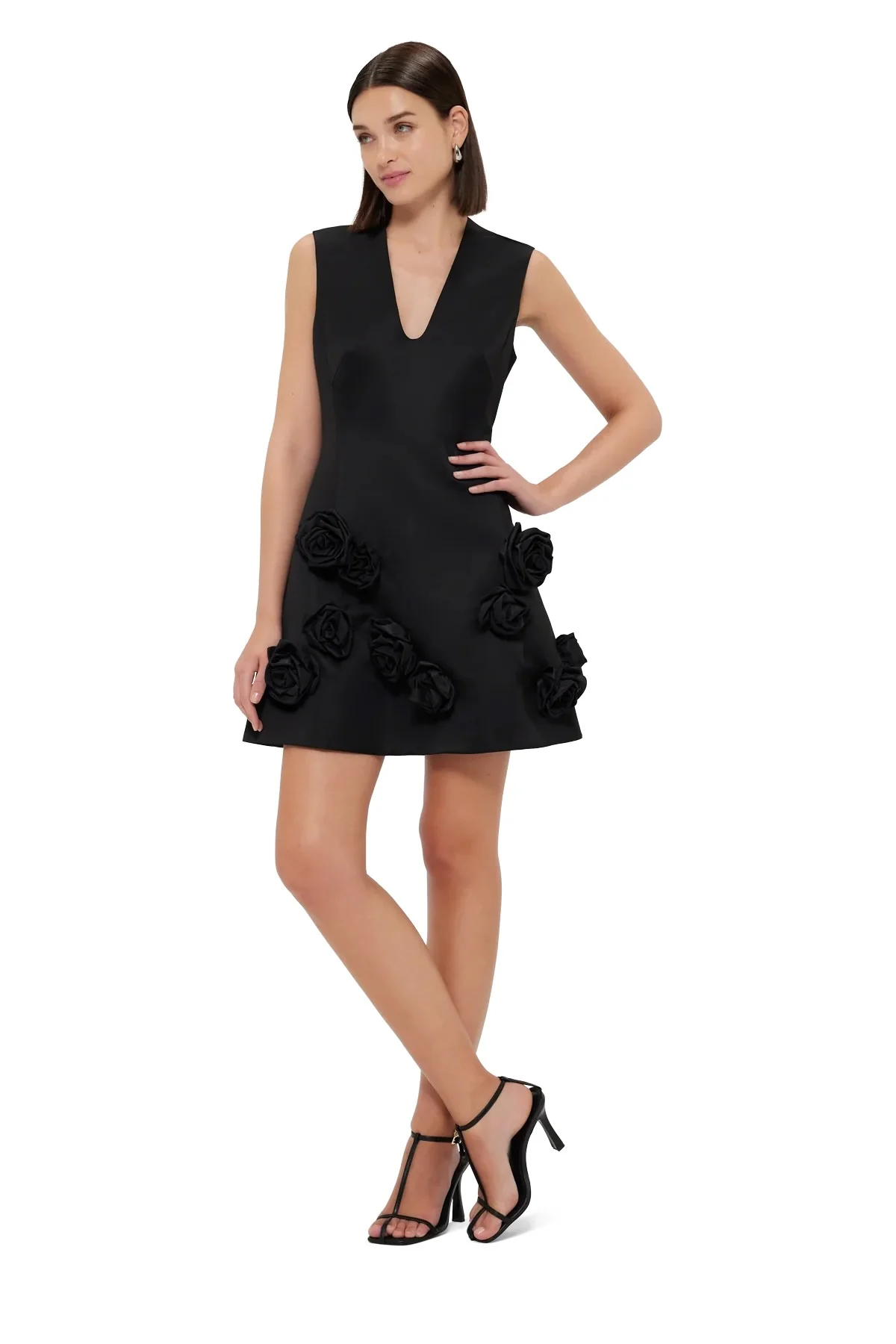 Leo Lin Briana V Neck Mini Dress - Ebony - Image 7