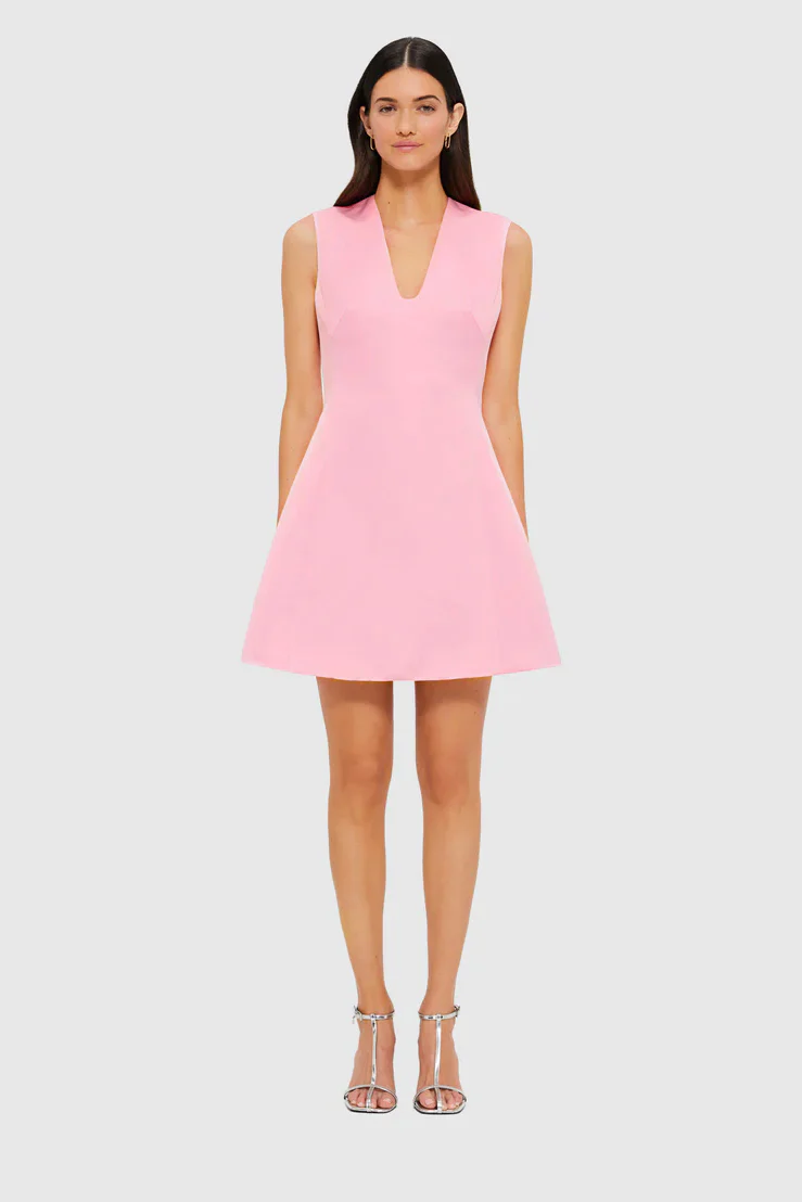 Leo Lin Briana V Neck Mini Dress - Flamingo