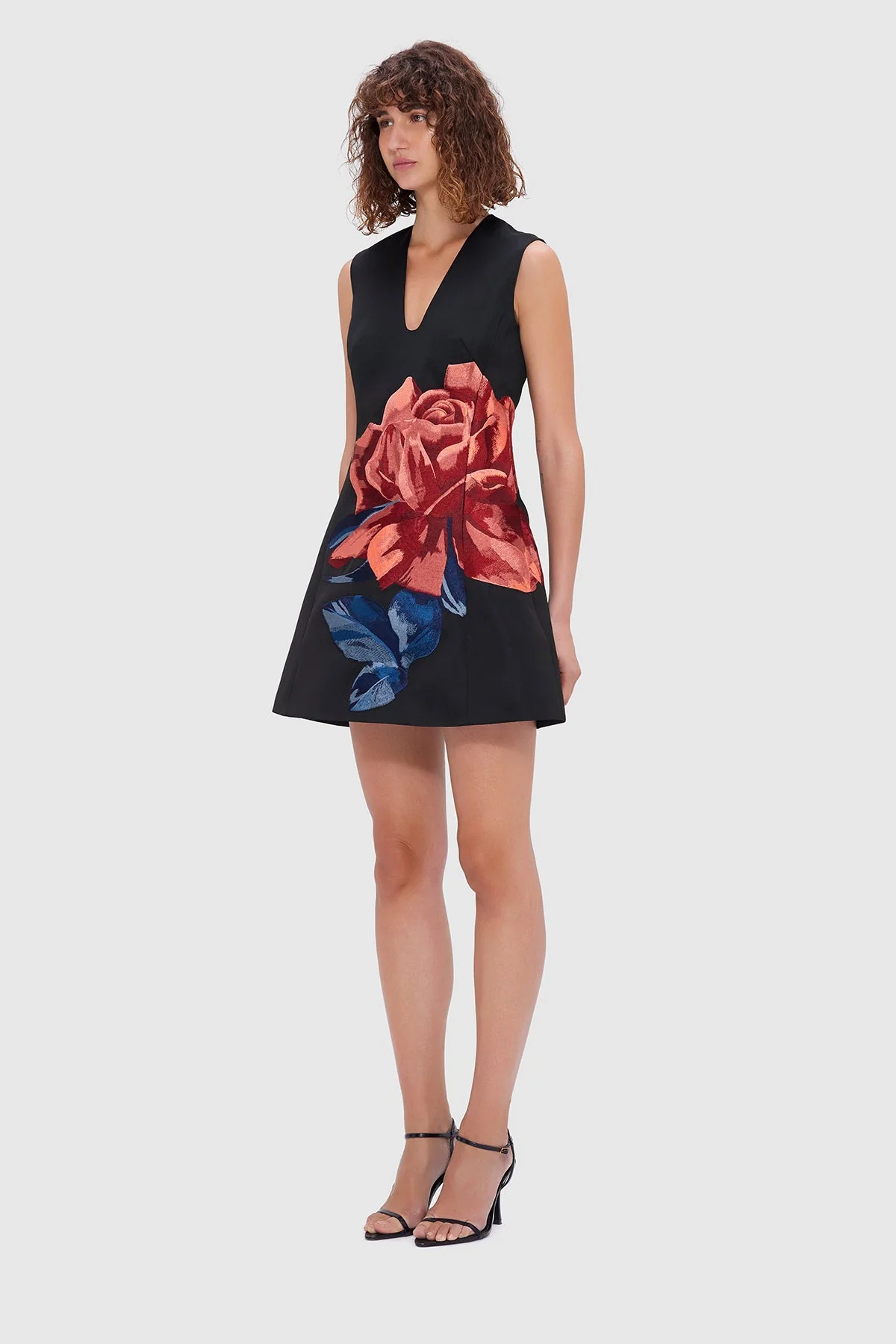 Leo Lin Briana V Neck Mini Dress - Rose Print - Image 2