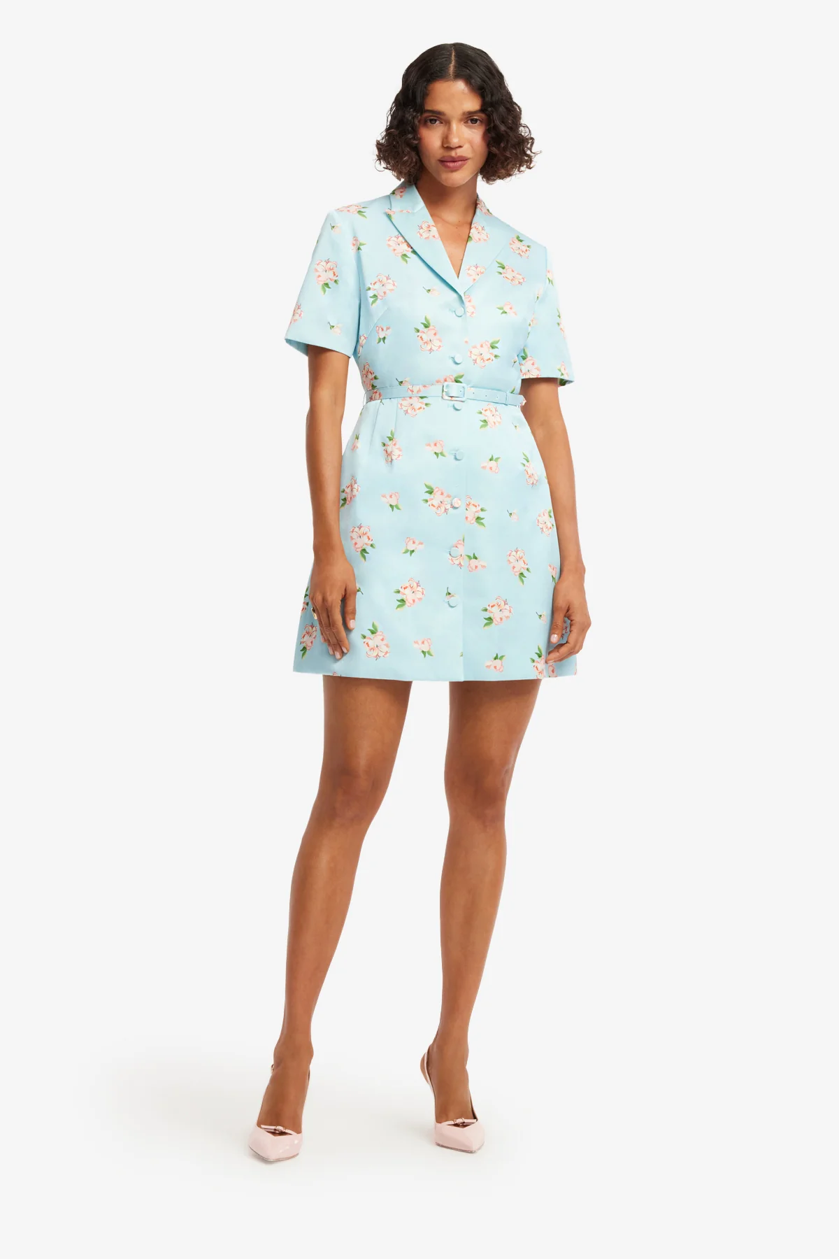 Leo Lin Brigitte Mini Dress - Tulip Print in Blue - Image 2