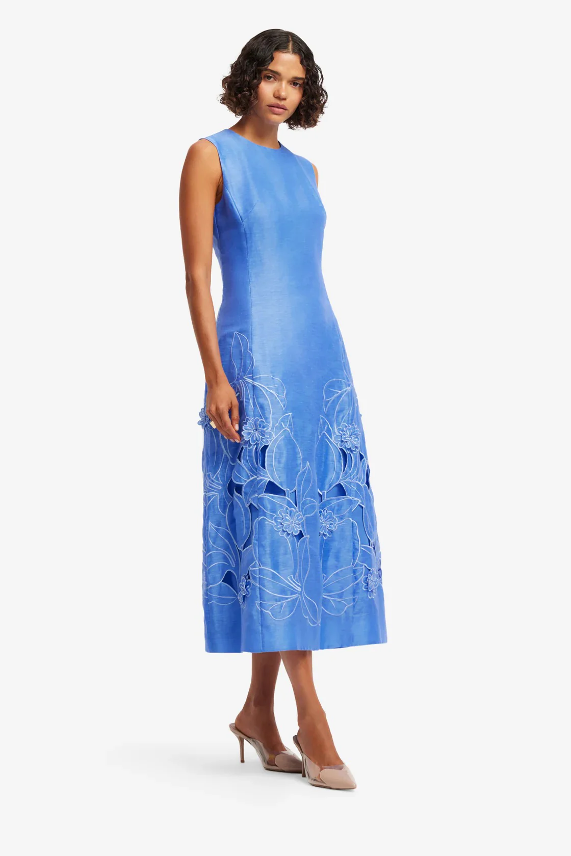 Leo Lin Cleo Appliqué Sleeveless Midi Dress - Azure - Image 3