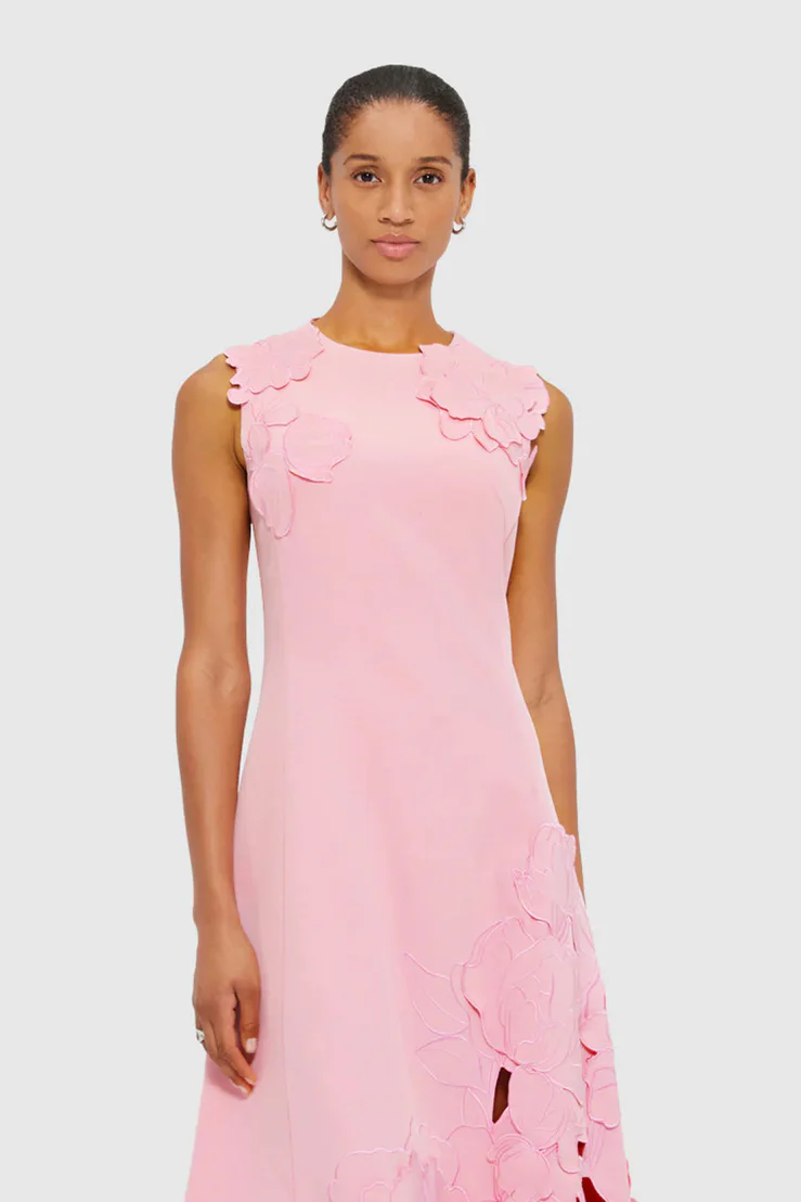 Leo Lin Cleo Appliqué Sleeveless Midi Dress - Flamingo - Image 2