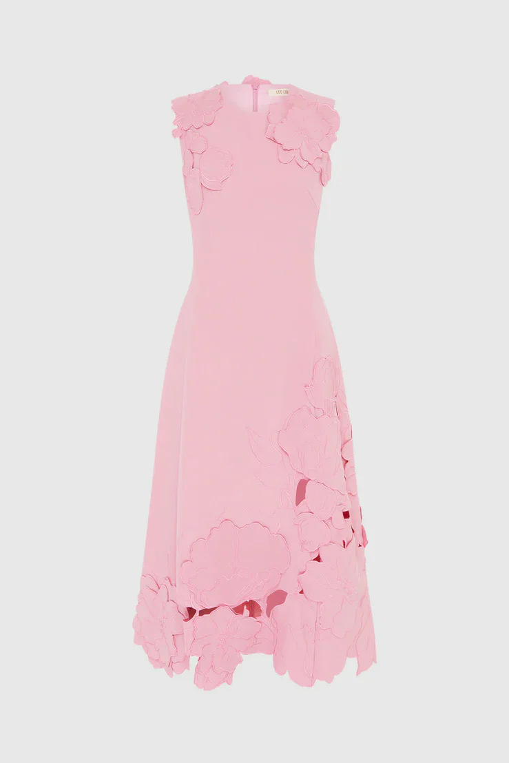 Leo Lin Cleo Appliqué Sleeveless Midi Dress - Flamingo - Image 3