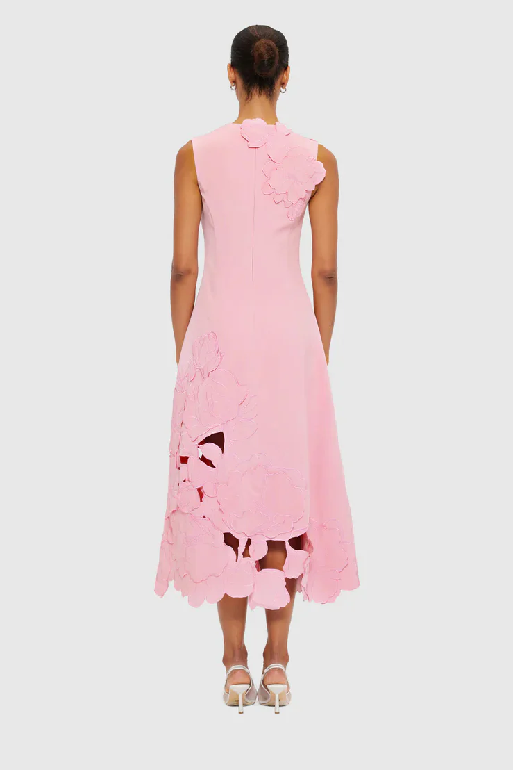 Leo Lin Cleo Appliqué Sleeveless Midi Dress - Flamingo - Image 5