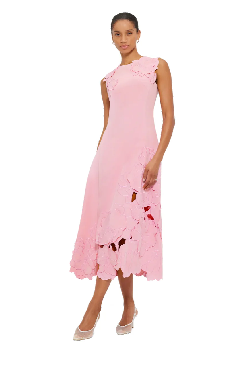Leo Lin Cleo Appliqué Sleeveless Midi Dress - Flamingo - Image 7