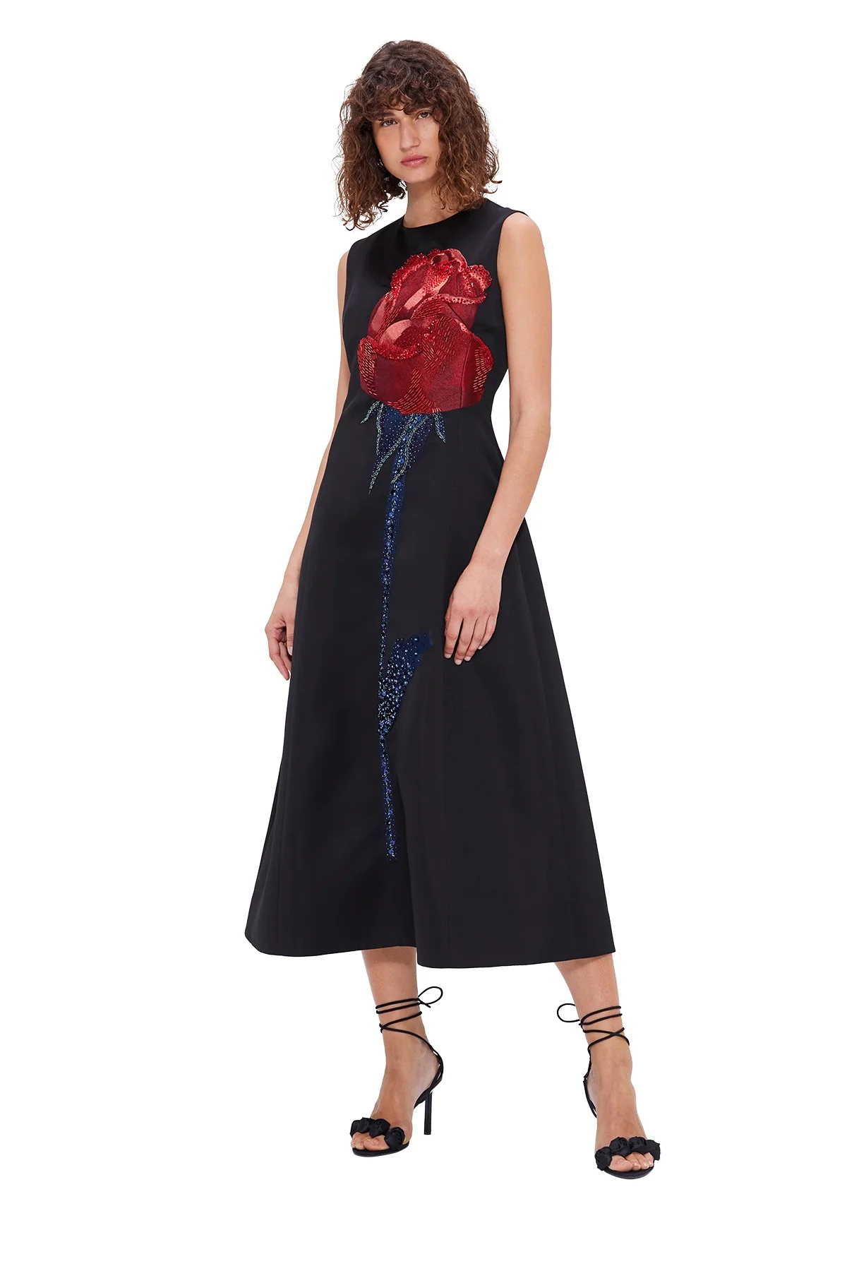 Leo Lin Cleo Embellished Sleeveless Midi Dress - Rose Print - Image 5