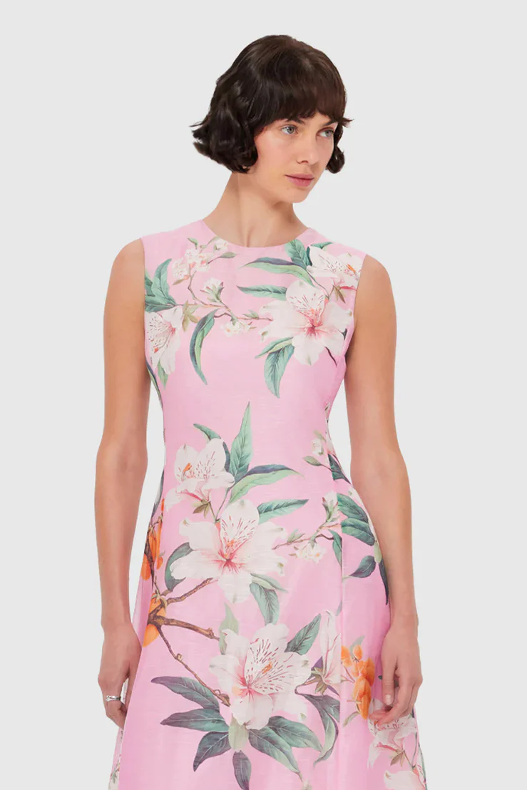 Leo Lin Cleo Sleeveless Midi Dress - Lavish Print in Pink - Image 2