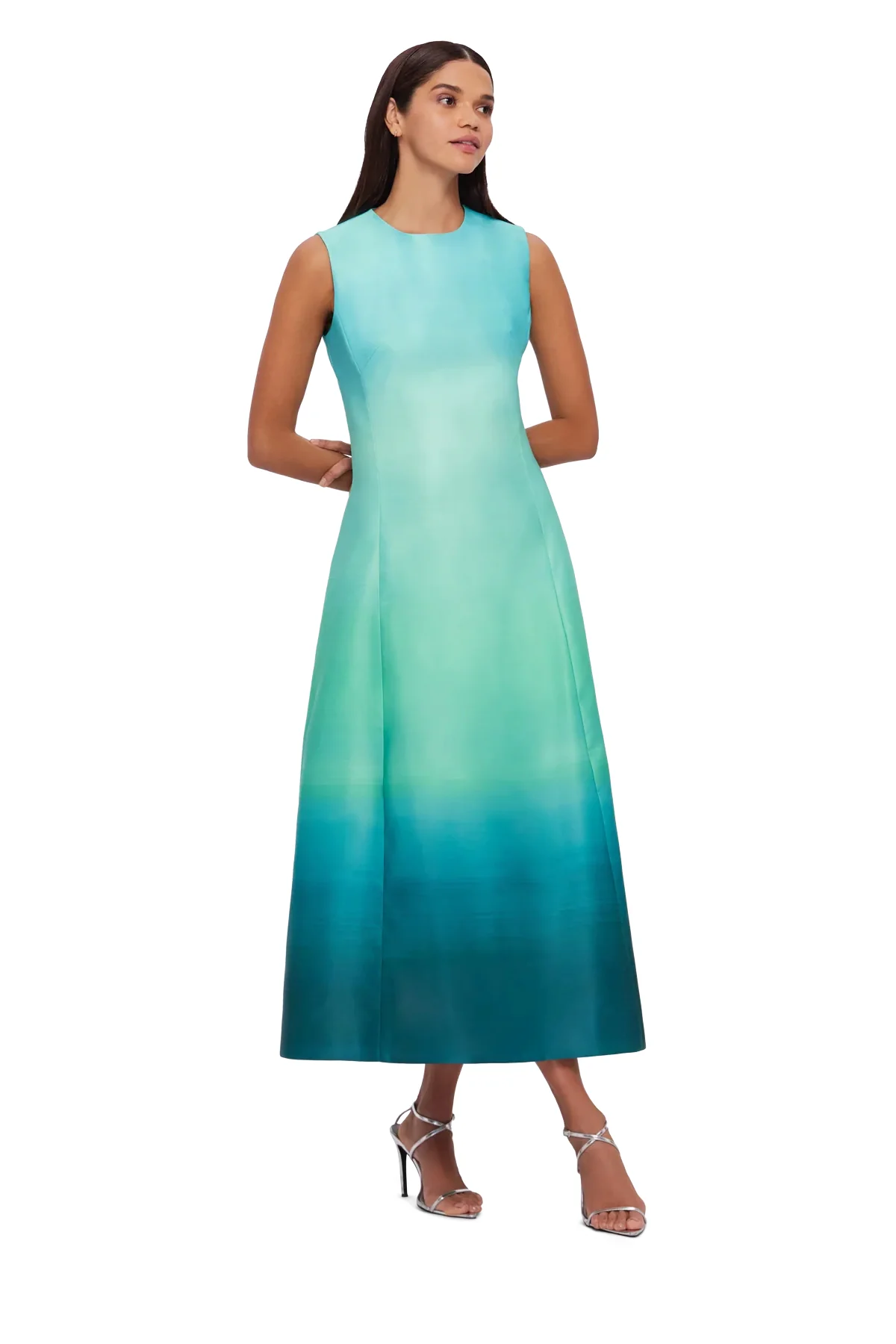 Leo Lin Cleo Sleeveless Midi Dress - Ombre Aqua - Image 3