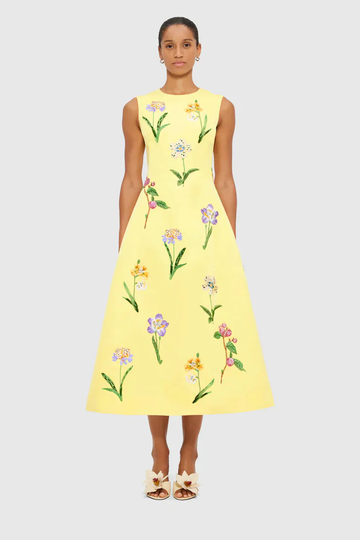 Leo Lin Cleo Sleeveless Midi Dress - Wild Flower Print in Sorbet