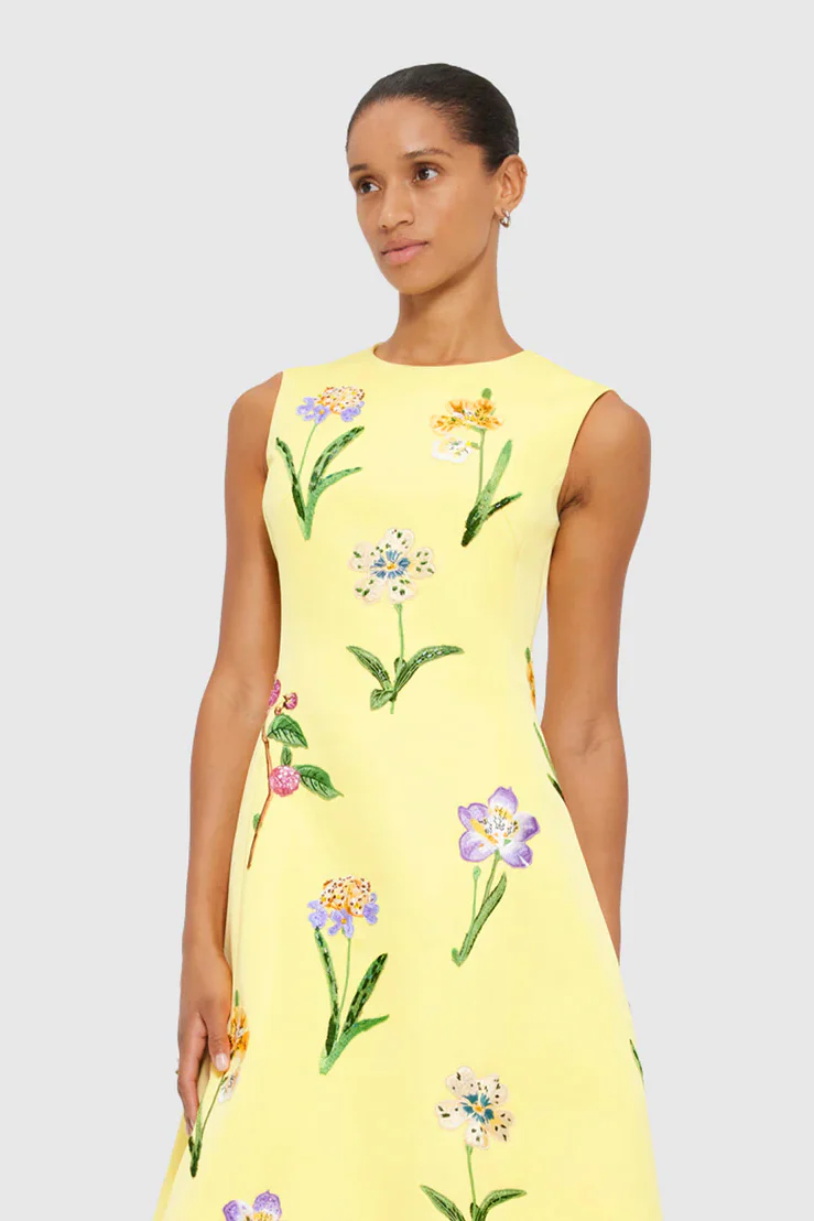Leo Lin Cleo Sleeveless Midi Dress - Wild Flower Print in Sorbet - Image 2