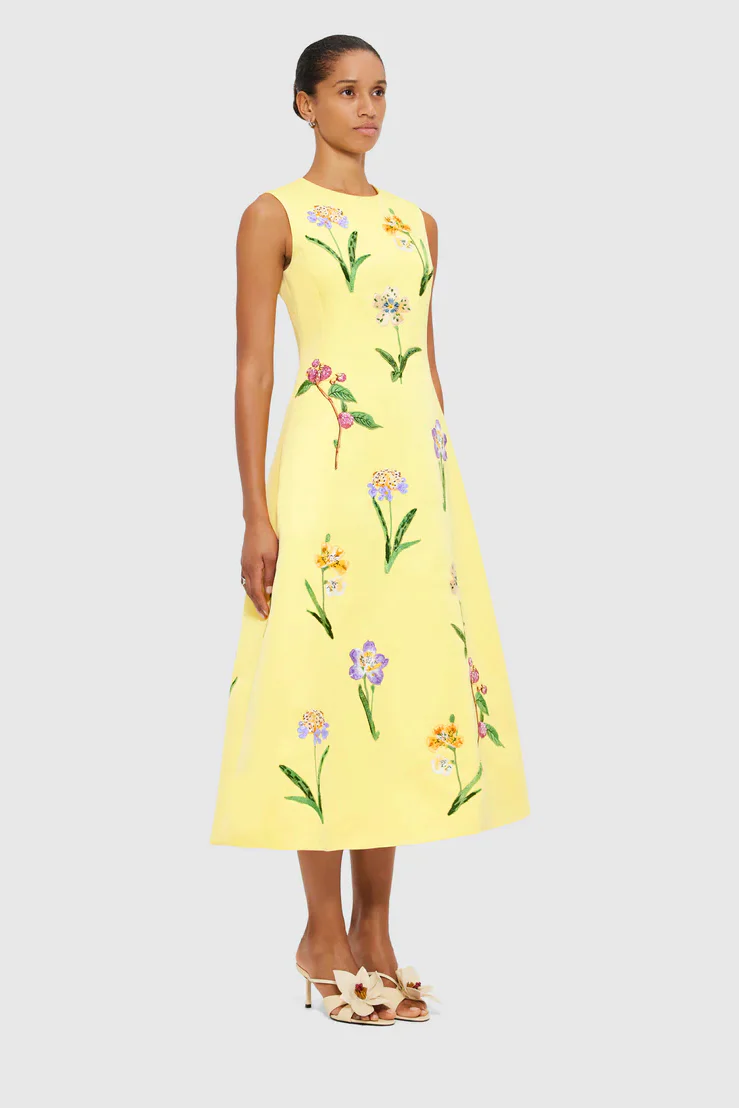 Leo Lin Cleo Sleeveless Midi Dress - Wild Flower Print in Sorbet - Image 3