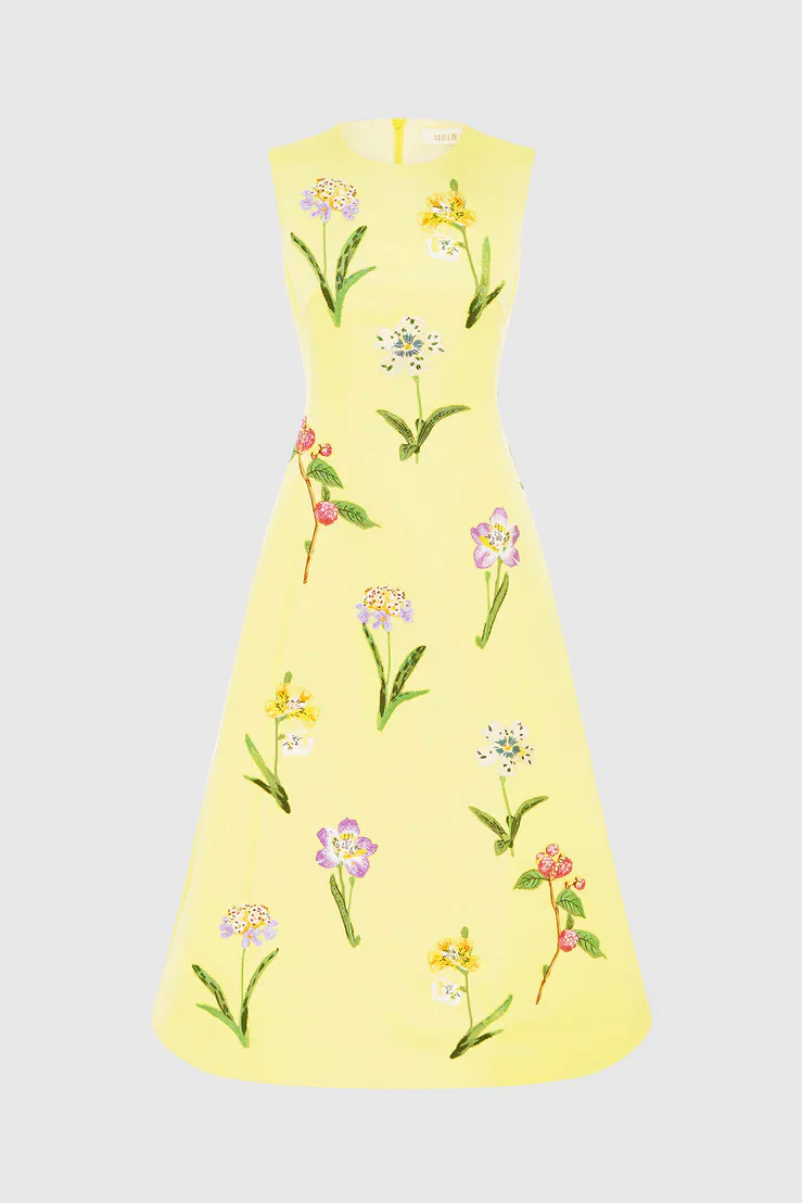 Leo Lin Cleo Sleeveless Midi Dress - Wild Flower Print in Sorbet - Image 5
