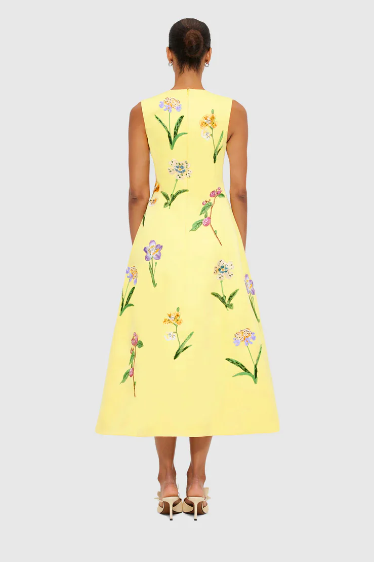 Leo Lin Cleo Sleeveless Midi Dress - Wild Flower Print in Sorbet - Image 7