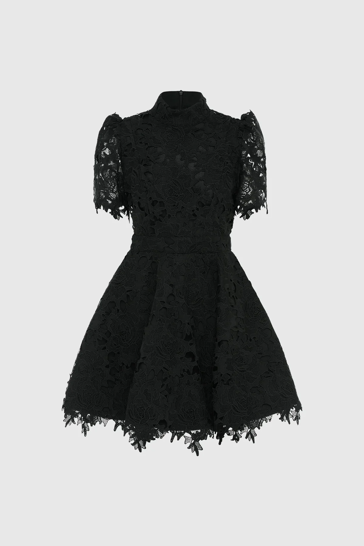 Leo Lin Elise Lace Short Sleeve Mini Dress - Ebony - Image 5