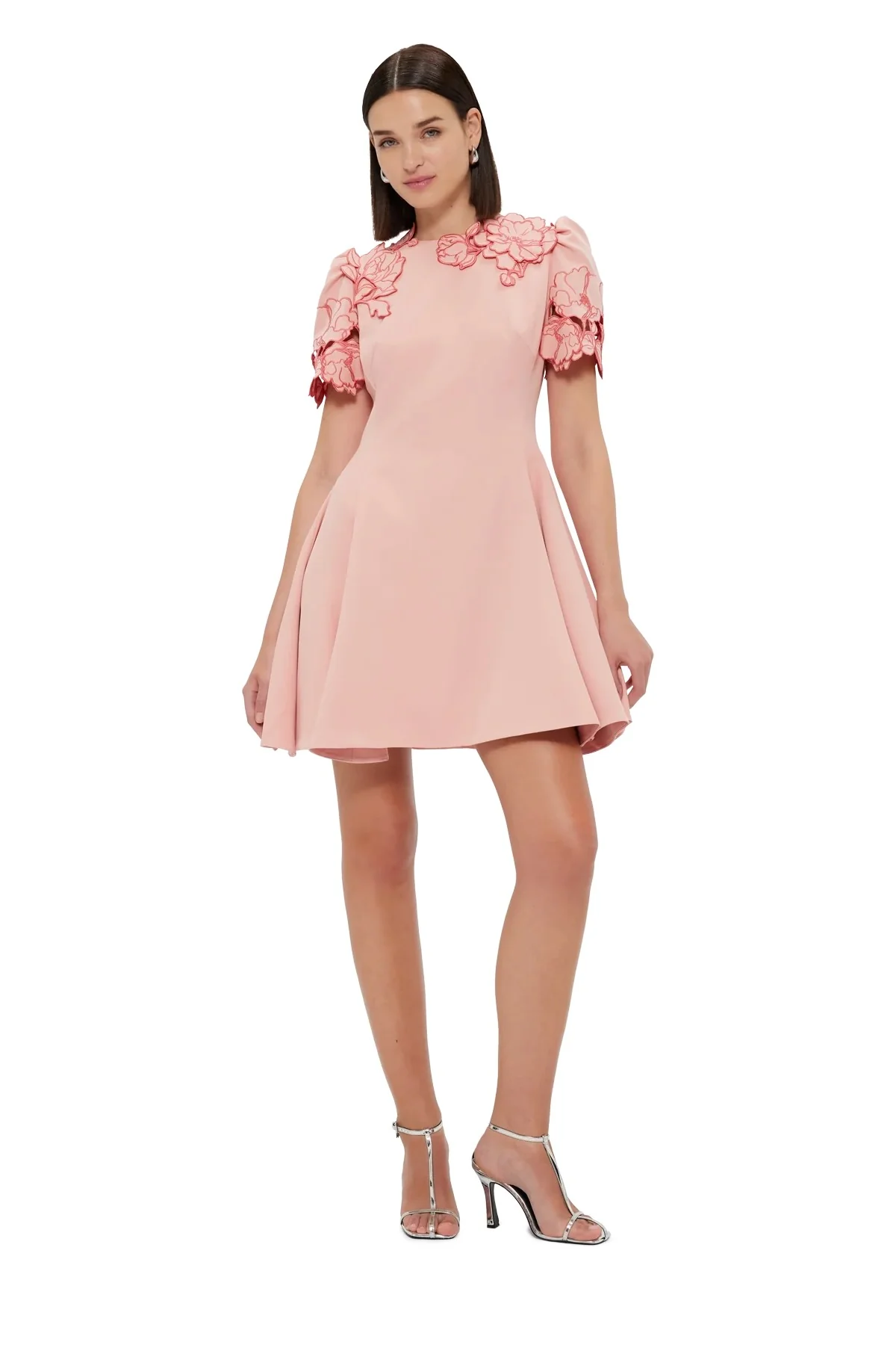 Leo Lin Elyse Appliqué Short Sleeve Mini Dress - Light Pink - Image 7