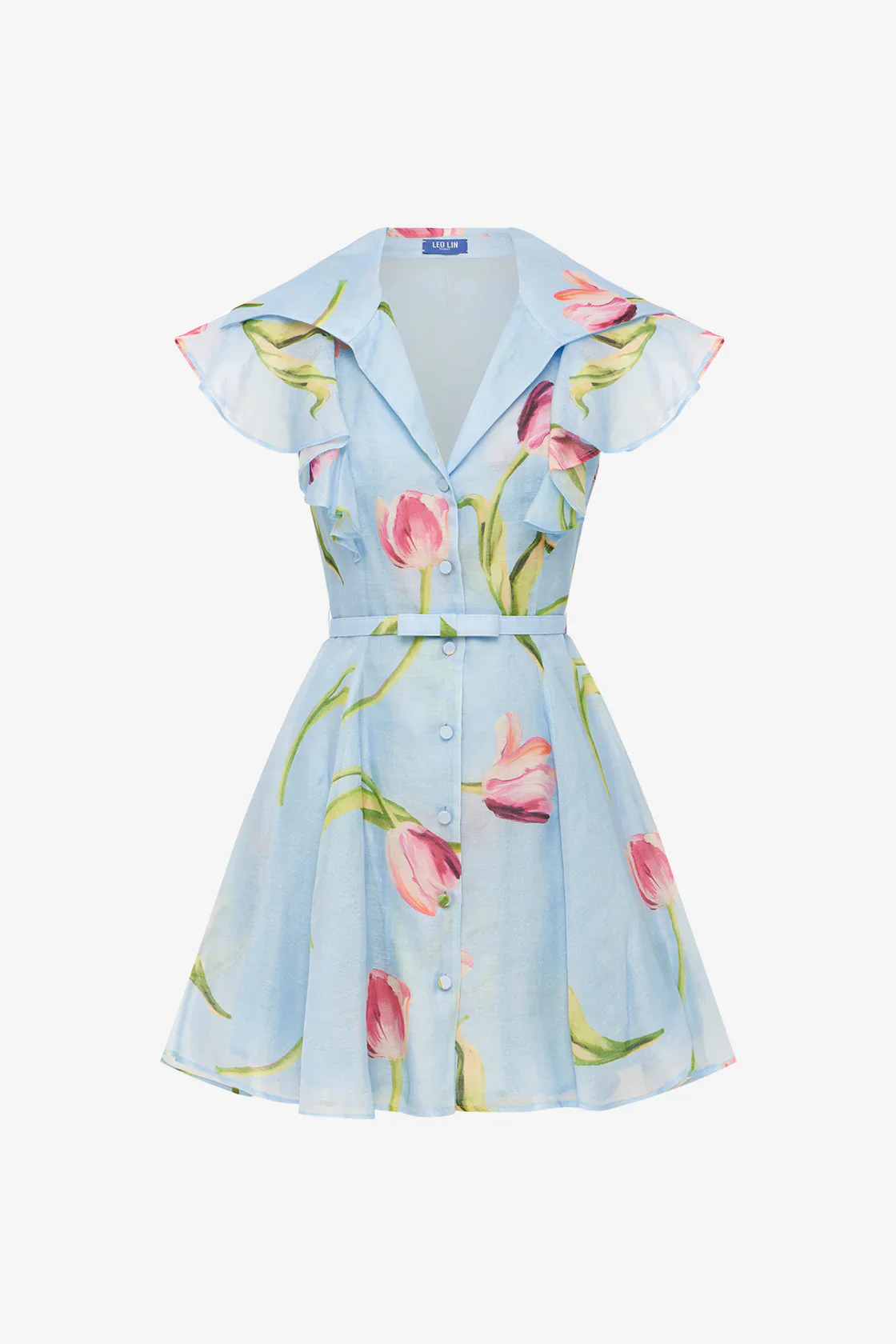 Leo Lin Isla Mini Dress - Tulip Print in Blue - Image 4