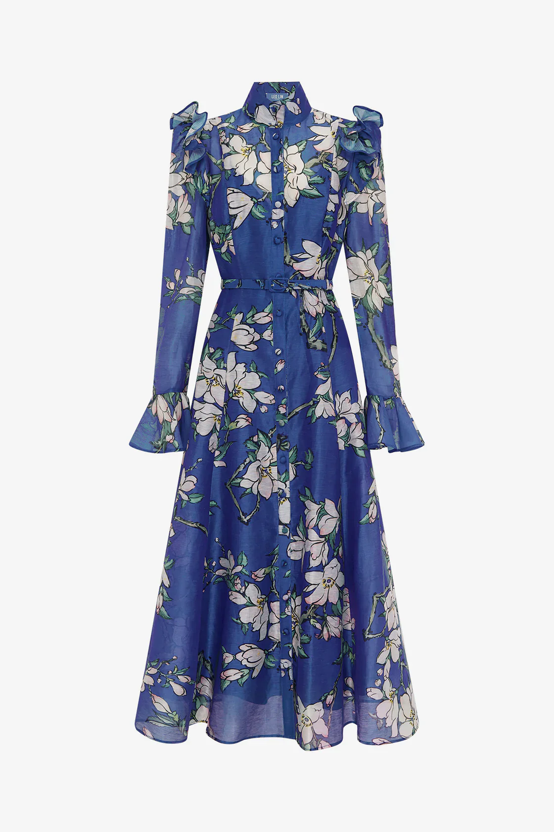 Leo Lin Katrina Butterfly Sleeve Midi Dress - Midnight Magnolia Print - Image 3