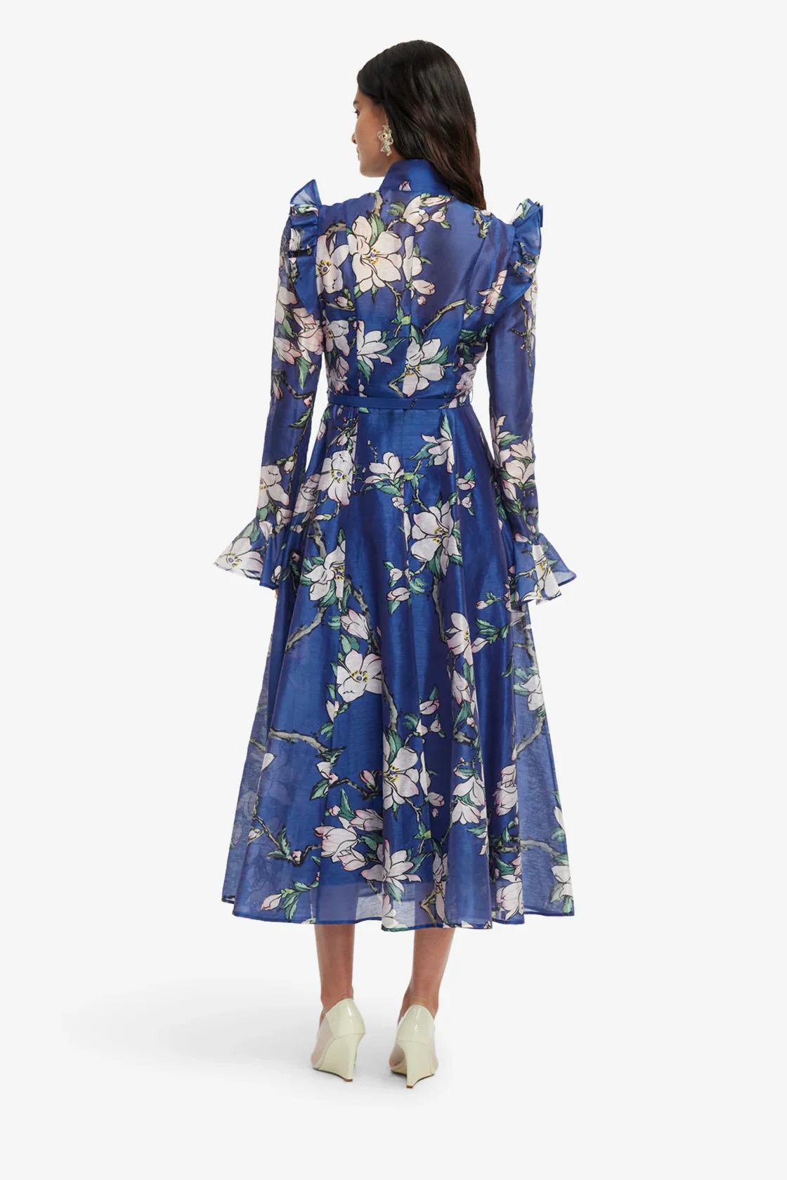 Leo Lin Katrina Butterfly Sleeve Midi Dress - Midnight Magnolia Print - Image 5