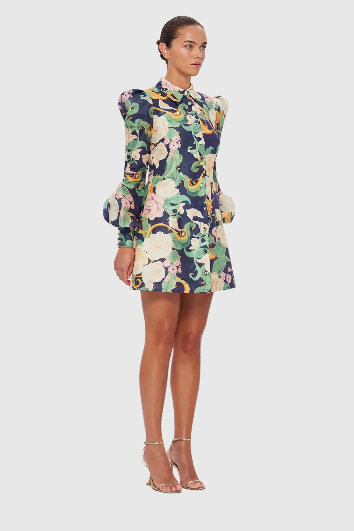 Leo Lin Lana Structured Shoulder Mini Dress - Adorn Print in Virtue - Image 5