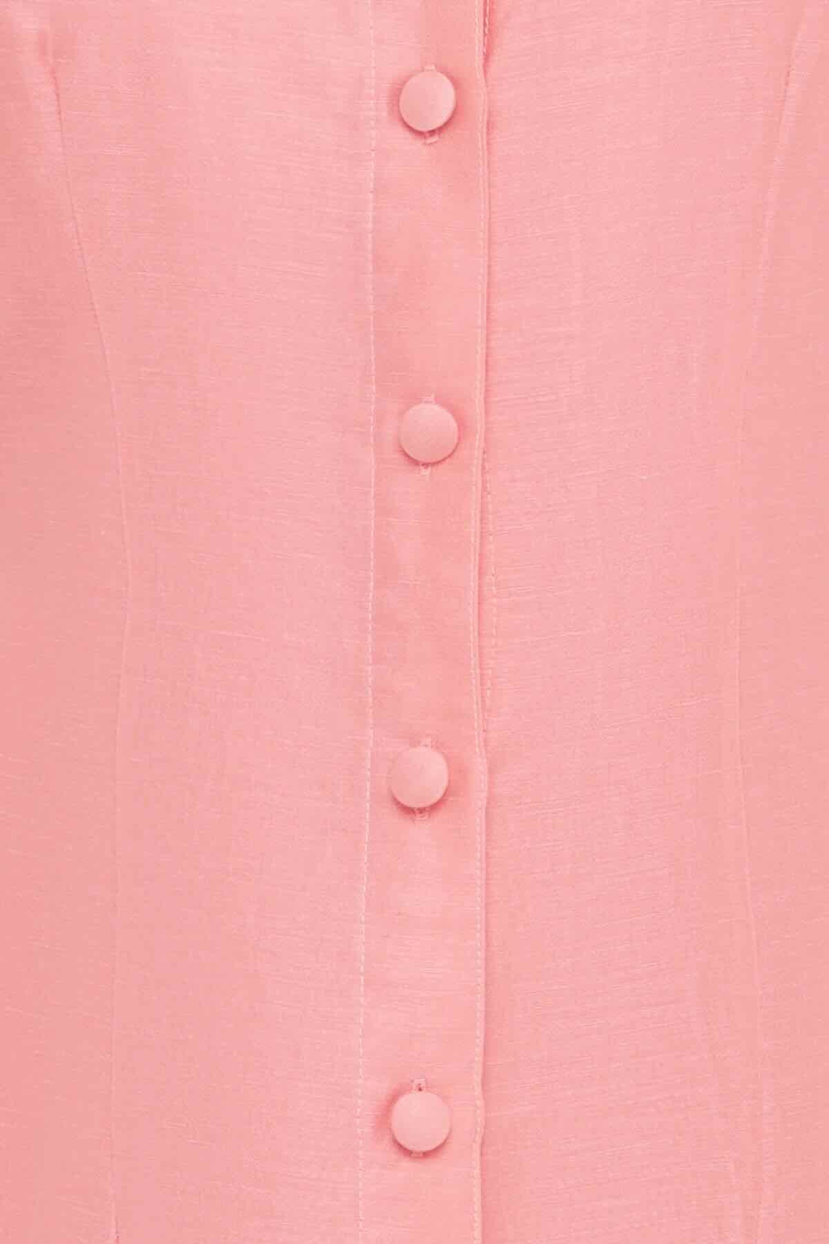 Leo Lin Lana Structured Shoulder Mini Dress - Strawberry Pink - Image 3