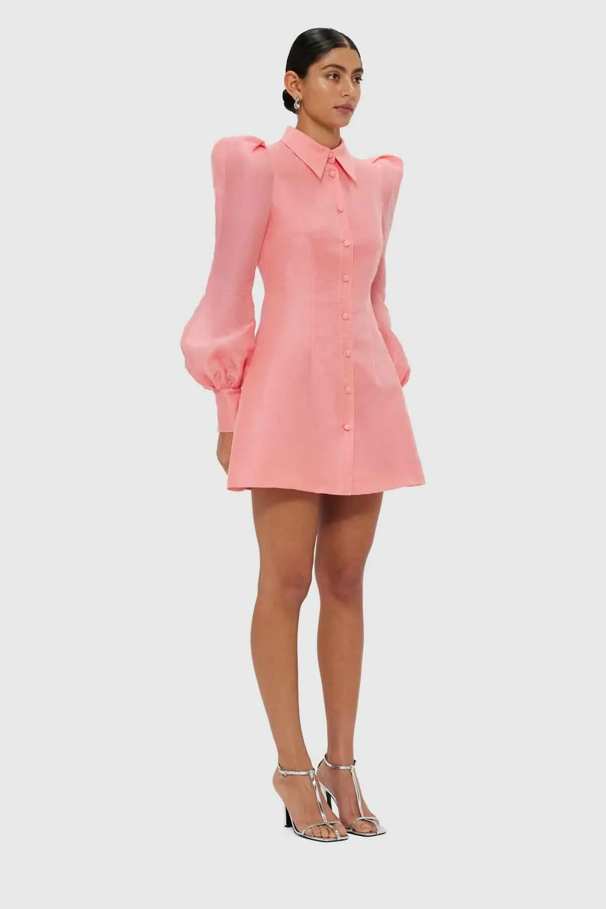 Leo Lin Lana Structured Shoulder Mini Dress - Strawberry Pink - Image 4