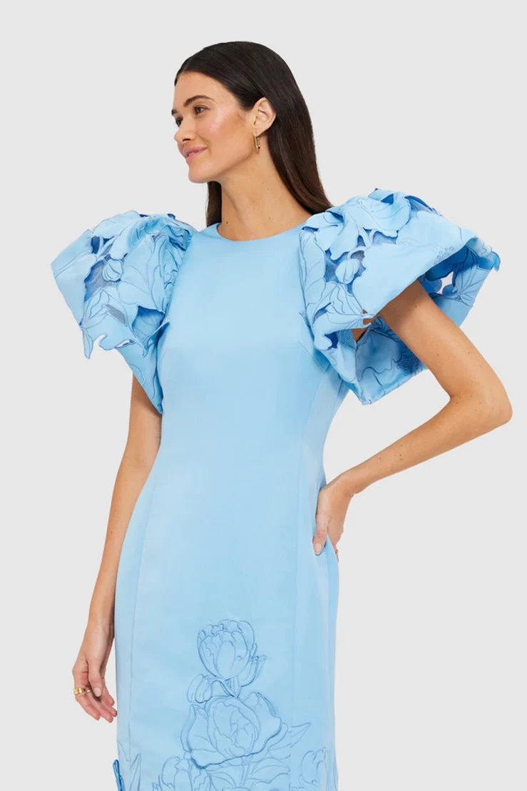 Leo Lin Lucinda Appliqué Maxi Dress - Cornflower Blue - Image 4