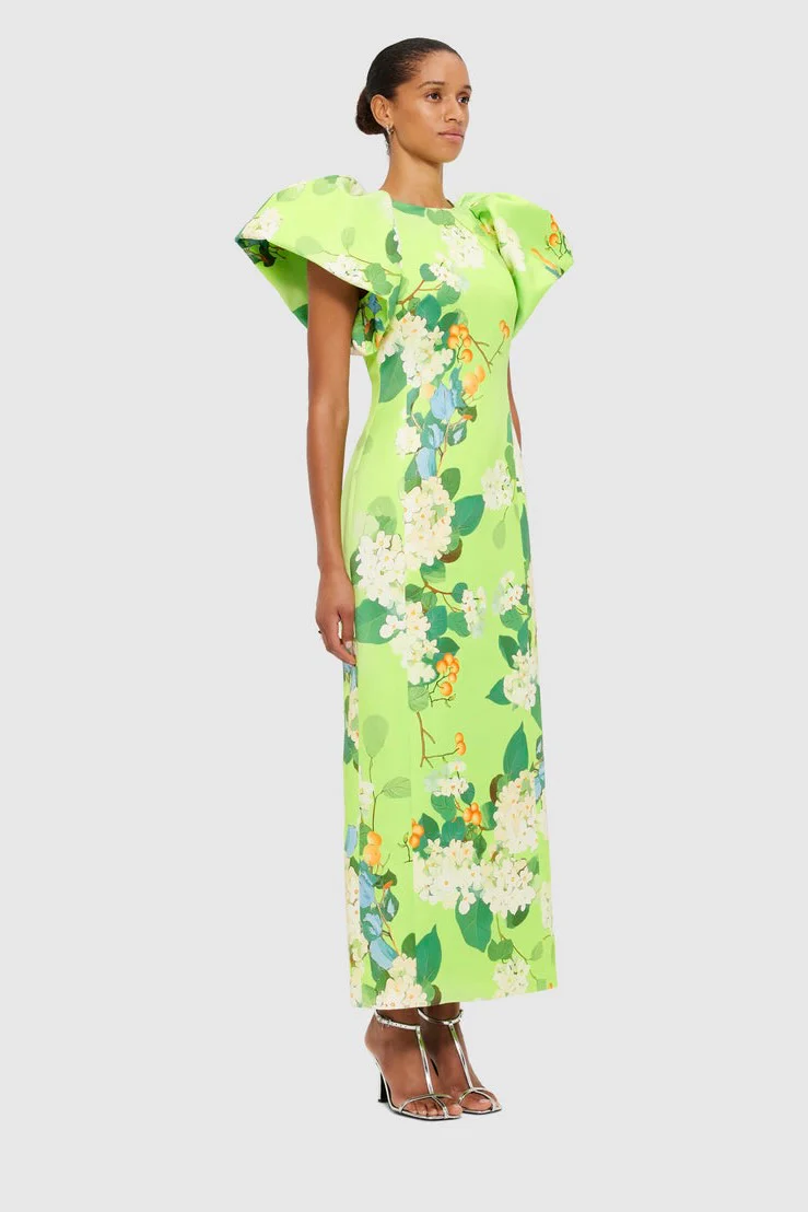 Leo Lin Lucinda Printed Maxi Dress - Hydrangea in Lime - Image 2