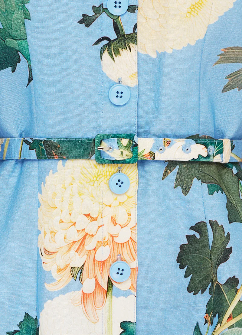 Leo Lin Luminous Linen Mini Dress - Hydrangea in Cornflower Blue - Image 7