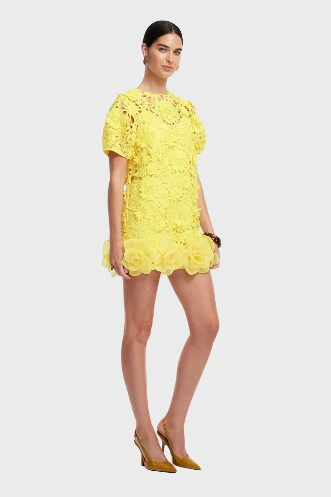 Leo Lin Maggie Lace Mini Dress - Sunshine - Image 3