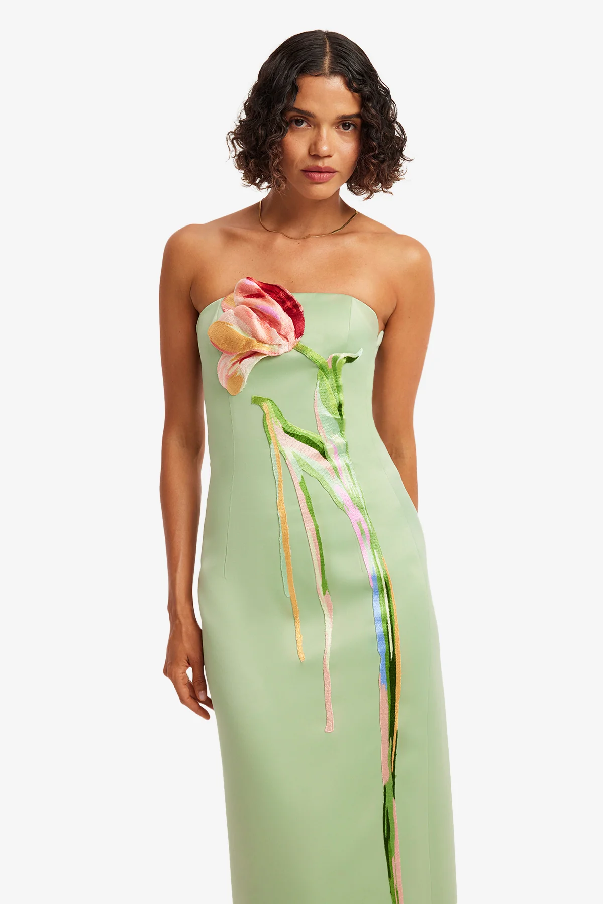 Leo Lin Marilyn Cutout Bustier Maxi Dress - Tulip Print in Green - Image 2