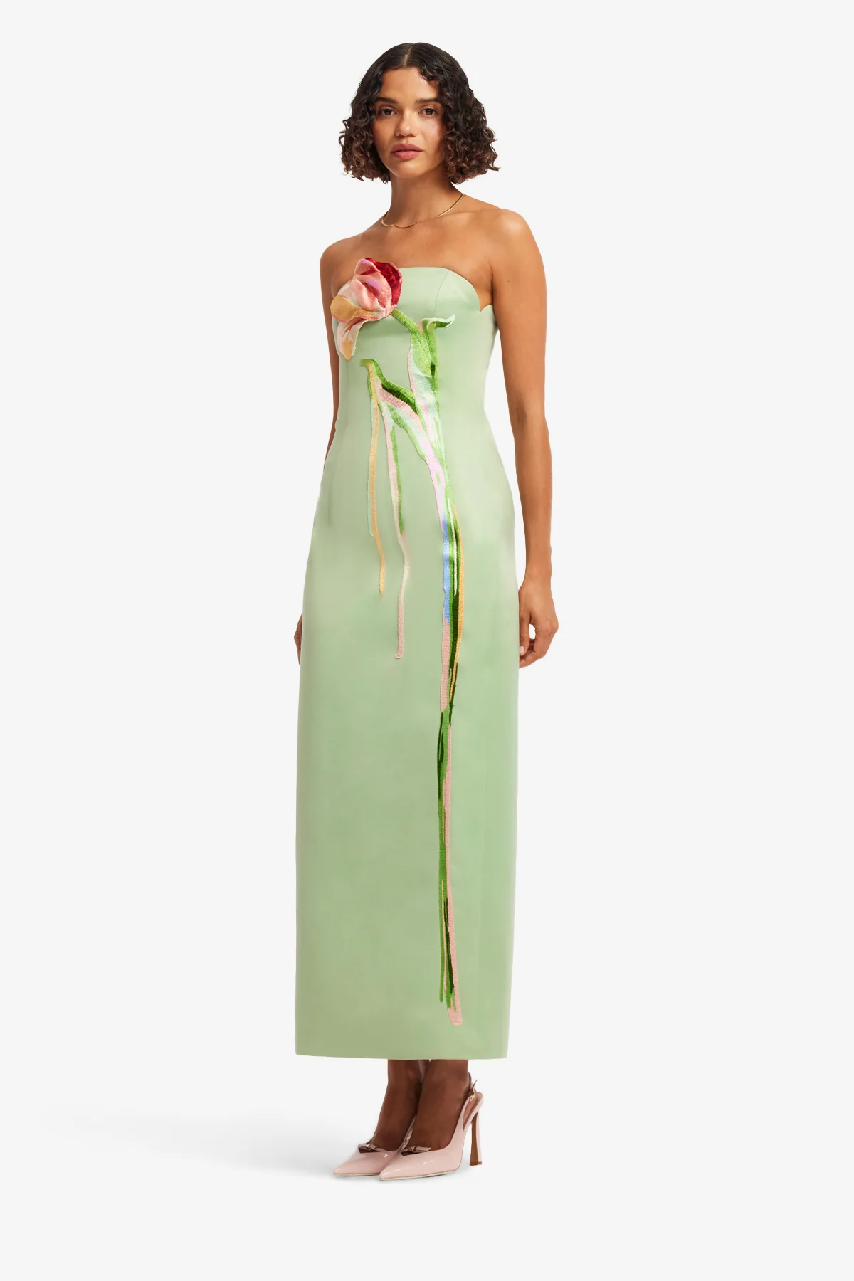Leo Lin Marilyn Cutout Bustier Maxi Dress - Tulip Print in Green - Image 4