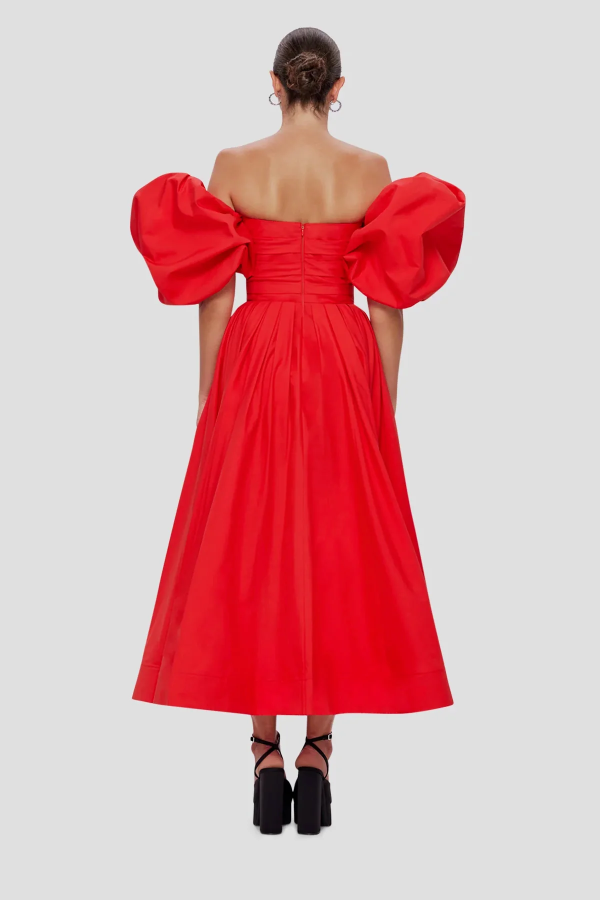 Leo Lin Matilda Puff Sleeve Midi Dress - Scarlet - Image 5