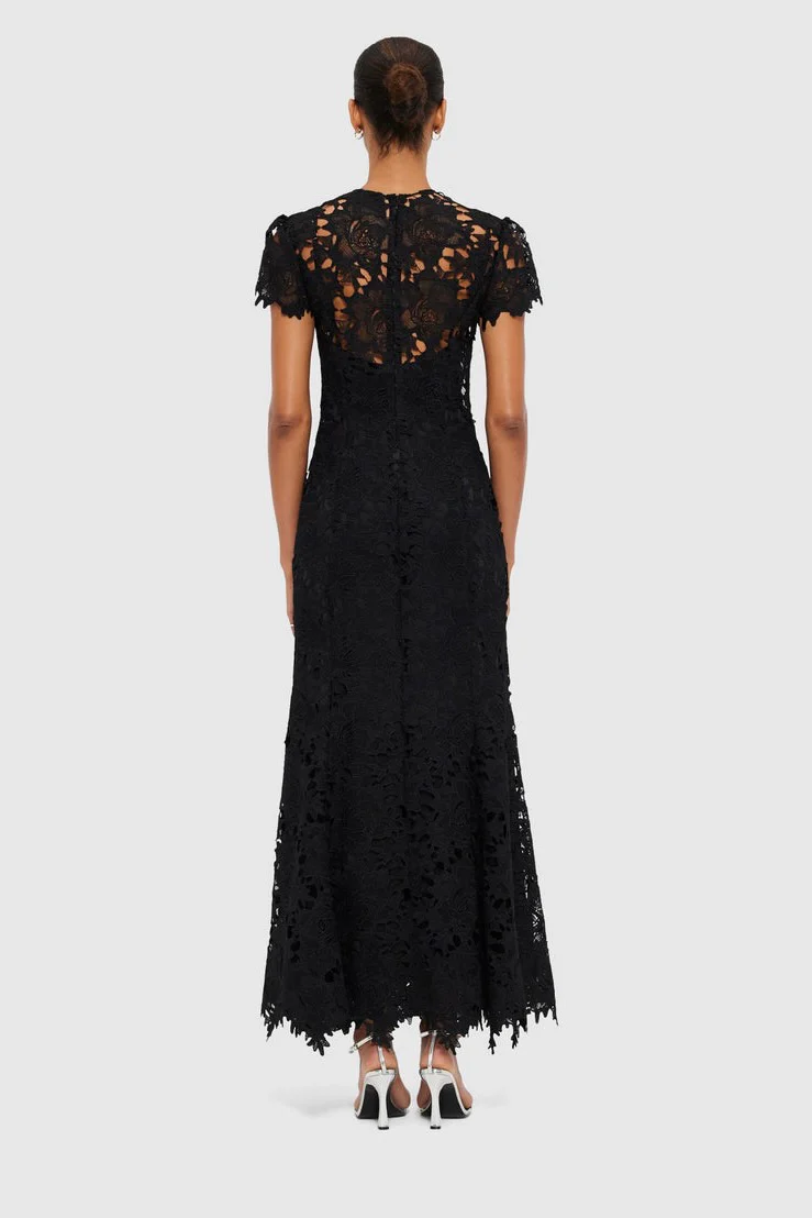 Leo Lin Monique Embroidered Lace Maxi Dress - Ebony - Image 4