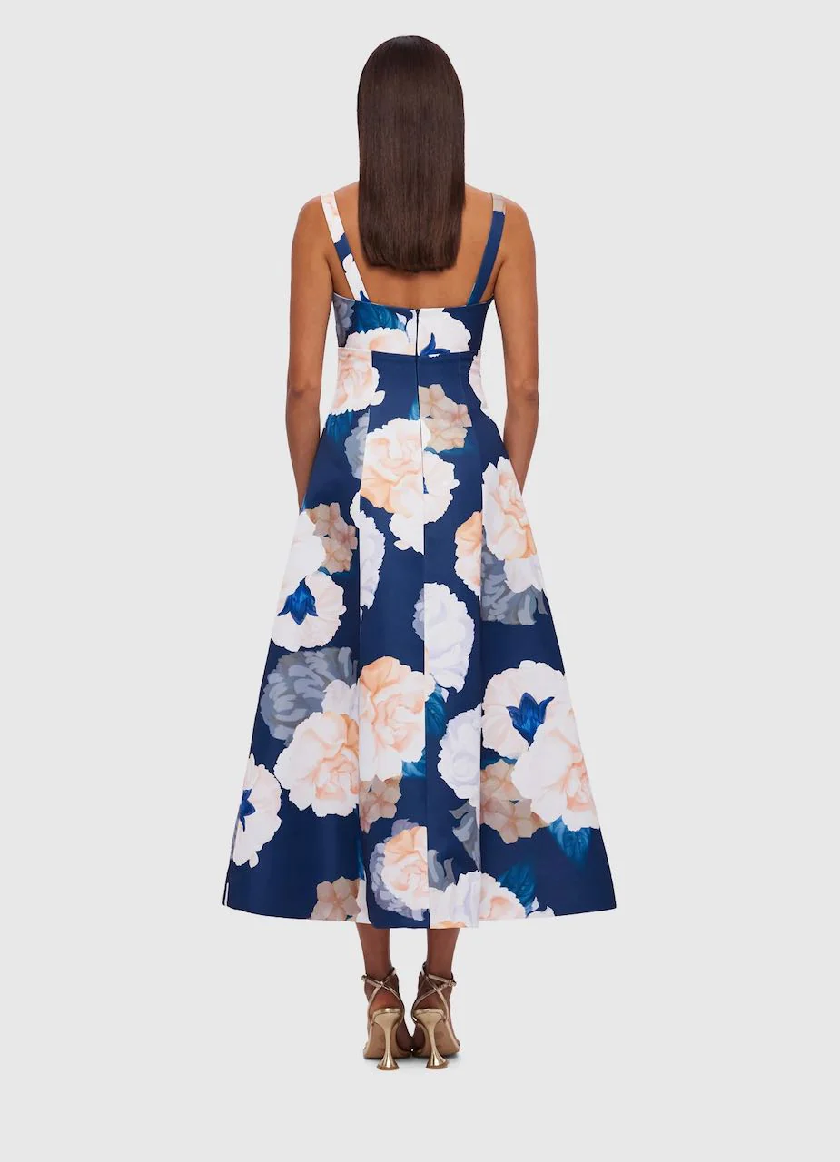 Leo Lin Odette Midi Dress - Rosebud Print in Navy - Image 5