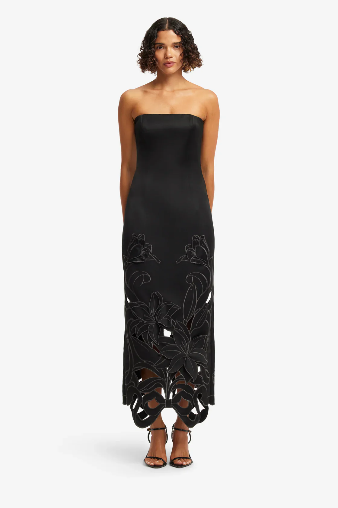 Leo Lin Rayna Appliqué Bustier Maxi Dress  - Lily in Ebony