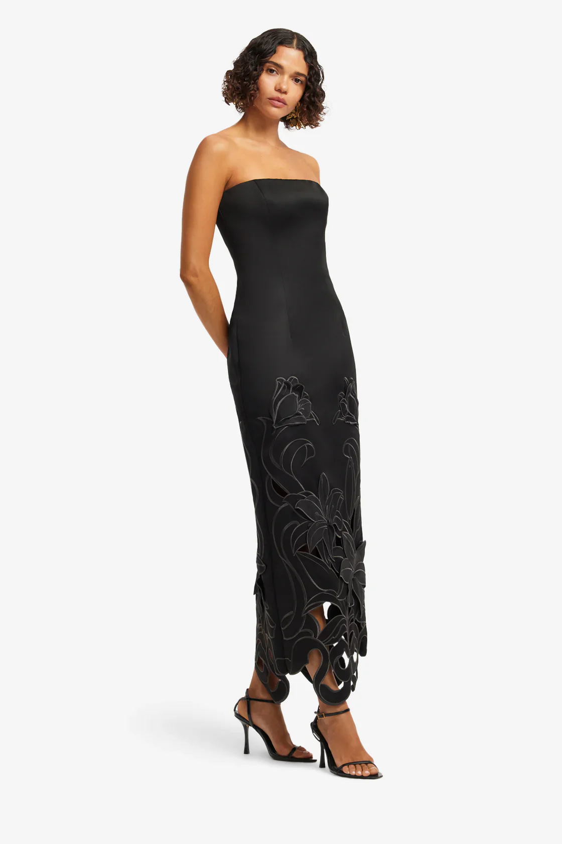 Leo Lin Rayna Appliqué Bustier Maxi Dress  - Lily in Ebony - Image 2