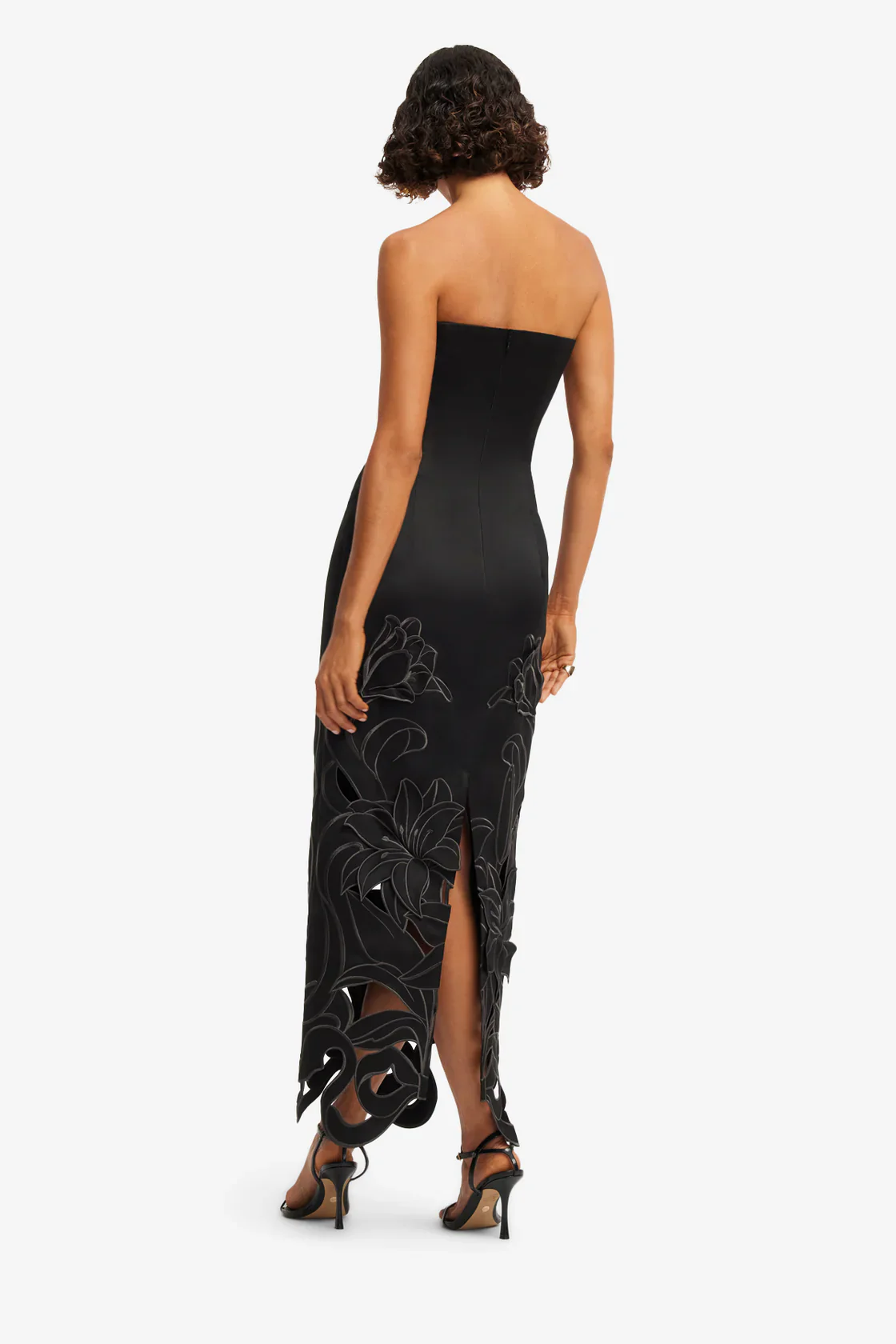Leo Lin Rayna Appliqué Bustier Maxi Dress  - Lily in Ebony - Image 3