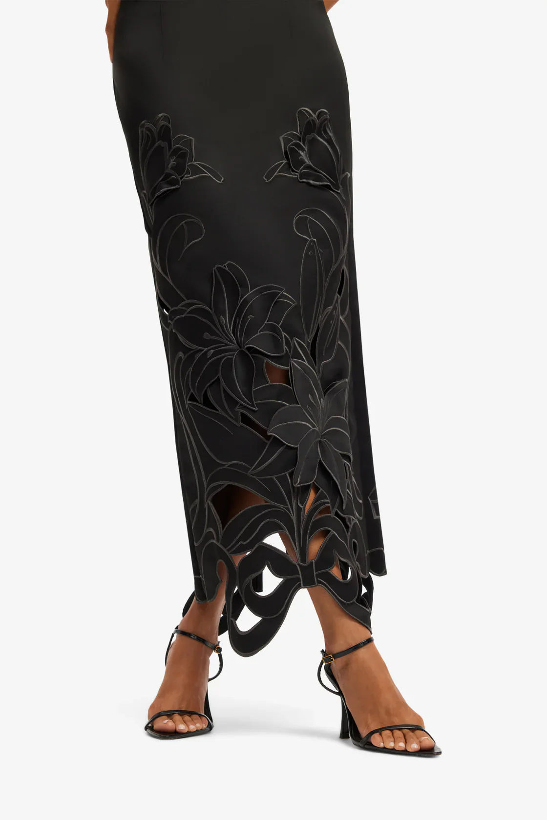 Leo Lin Rayna Appliqué Bustier Maxi Dress  - Lily in Ebony - Image 4