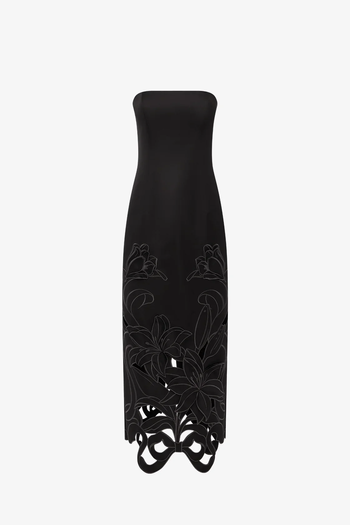 Leo Lin Rayna Appliqué Bustier Maxi Dress  - Lily in Ebony - Image 5