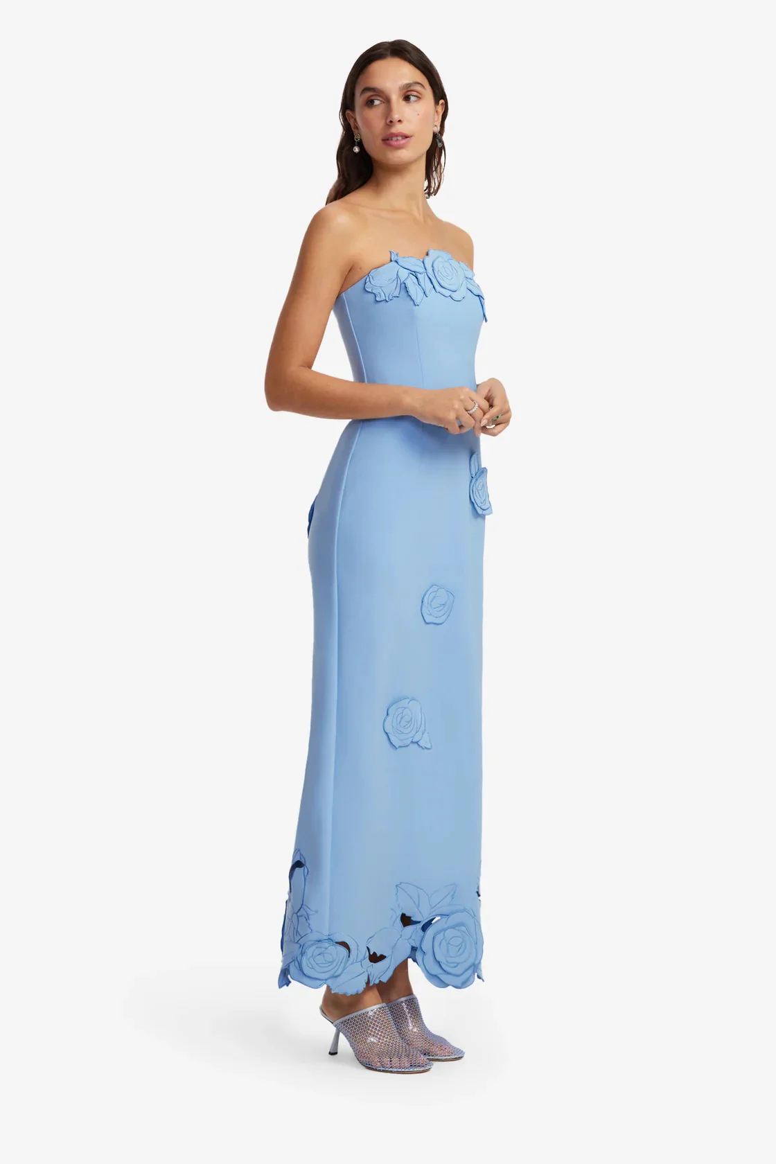 Leo Lin Rayna Appliqué Bustier Maxi Dress - Pastel Blue - Image 3