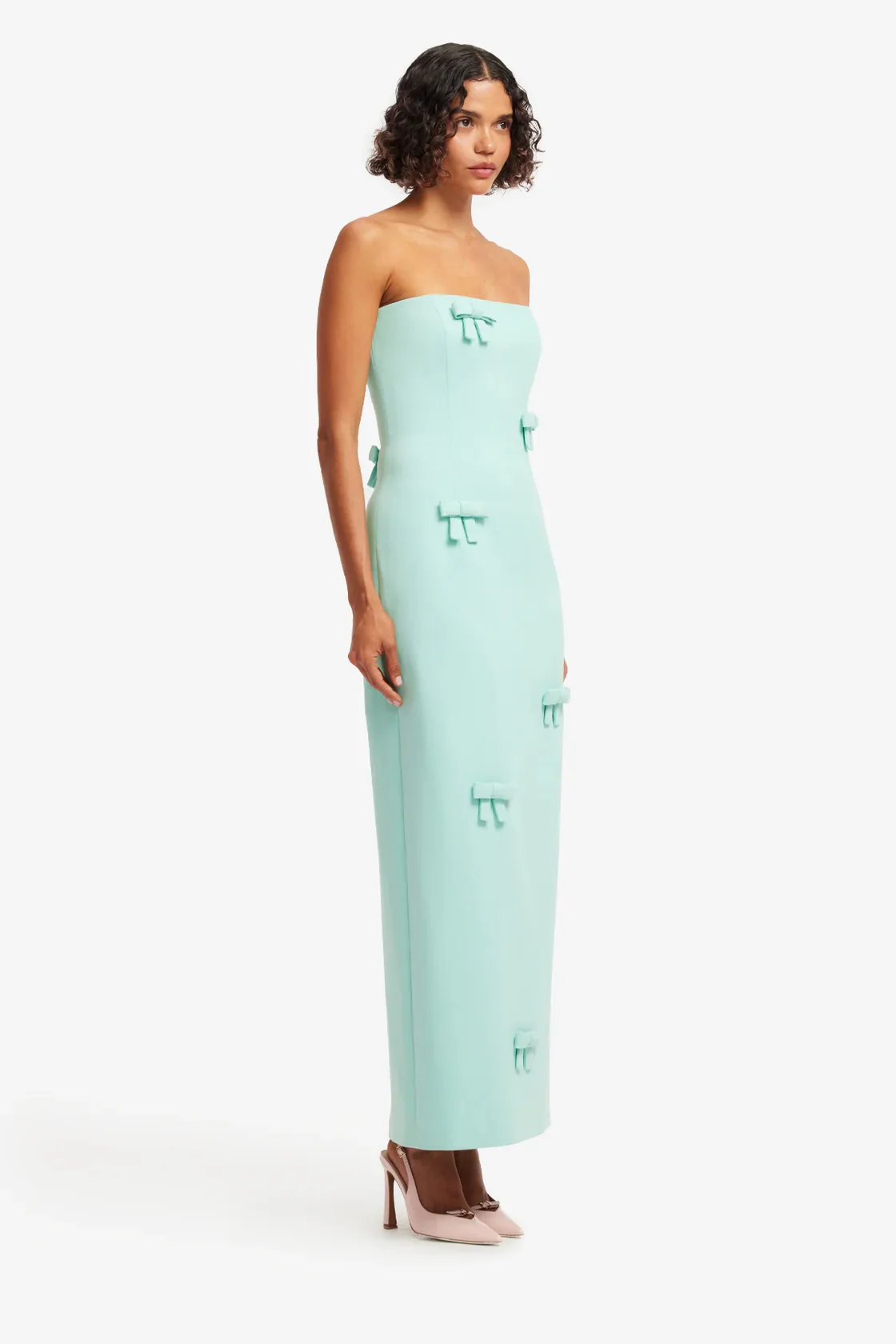 Leo Lin Rayna Bow Bustier Maxi Dress - Pale Turquoise - Image 3