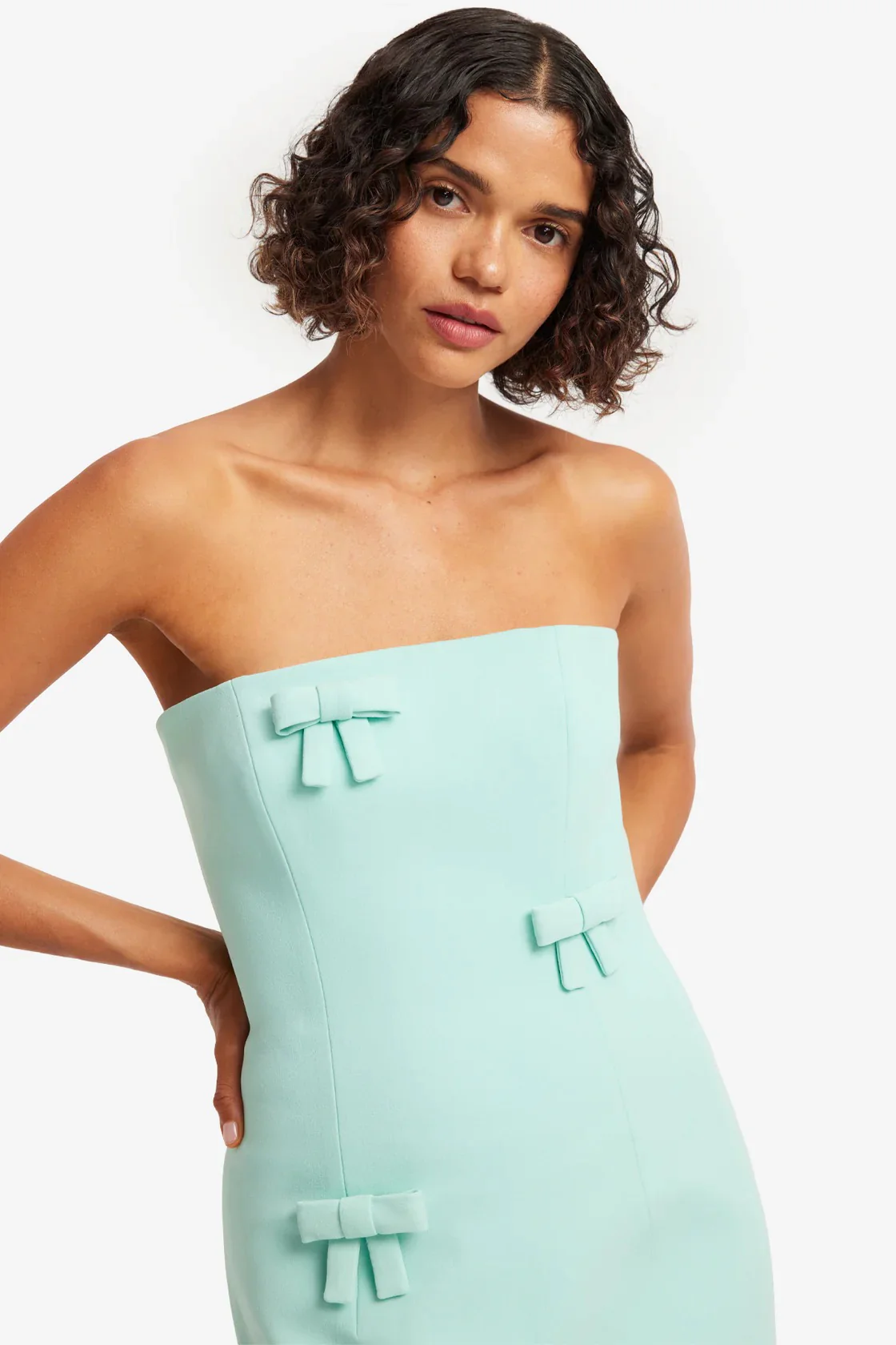 Leo Lin Rayna Bow Bustier Maxi Dress - Pale Turquoise - Image 4