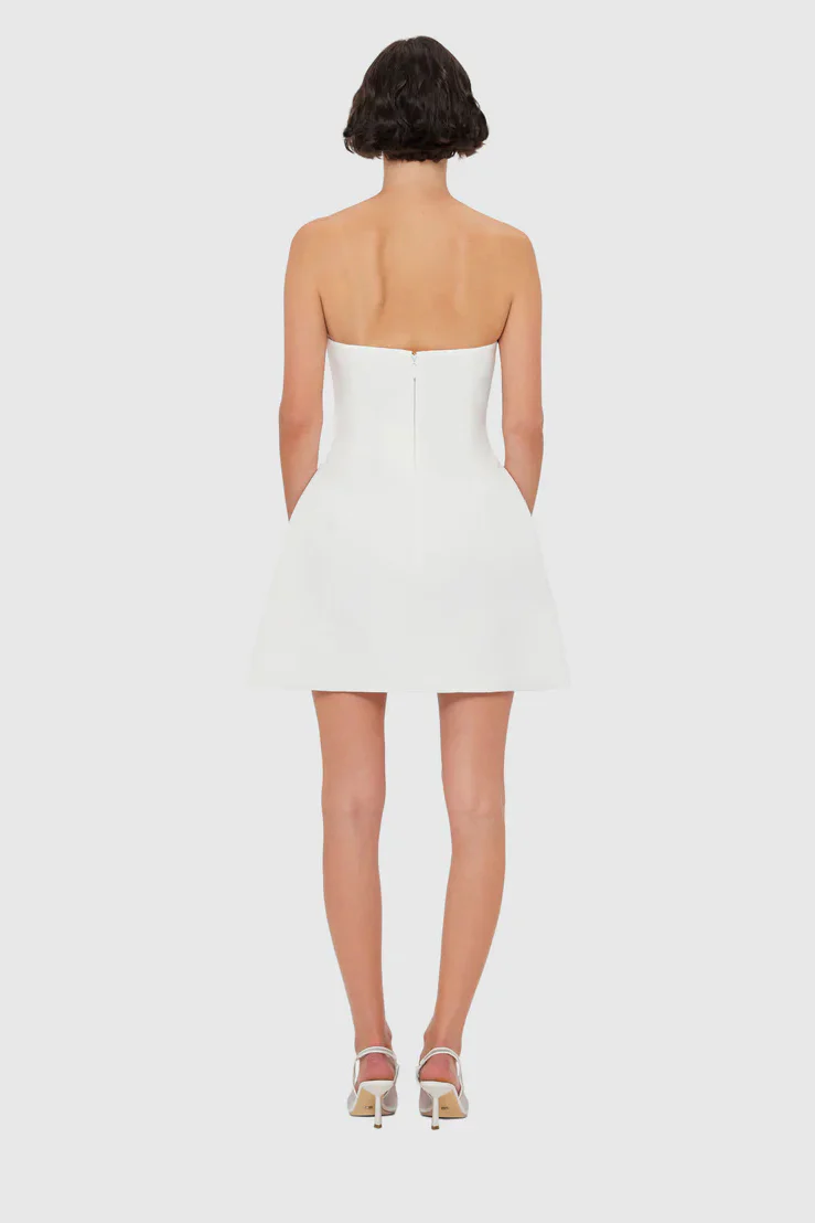 Leo Lin Rosario Appliqué Bustier Mini Dress - Lily Print in Snow - Image 4