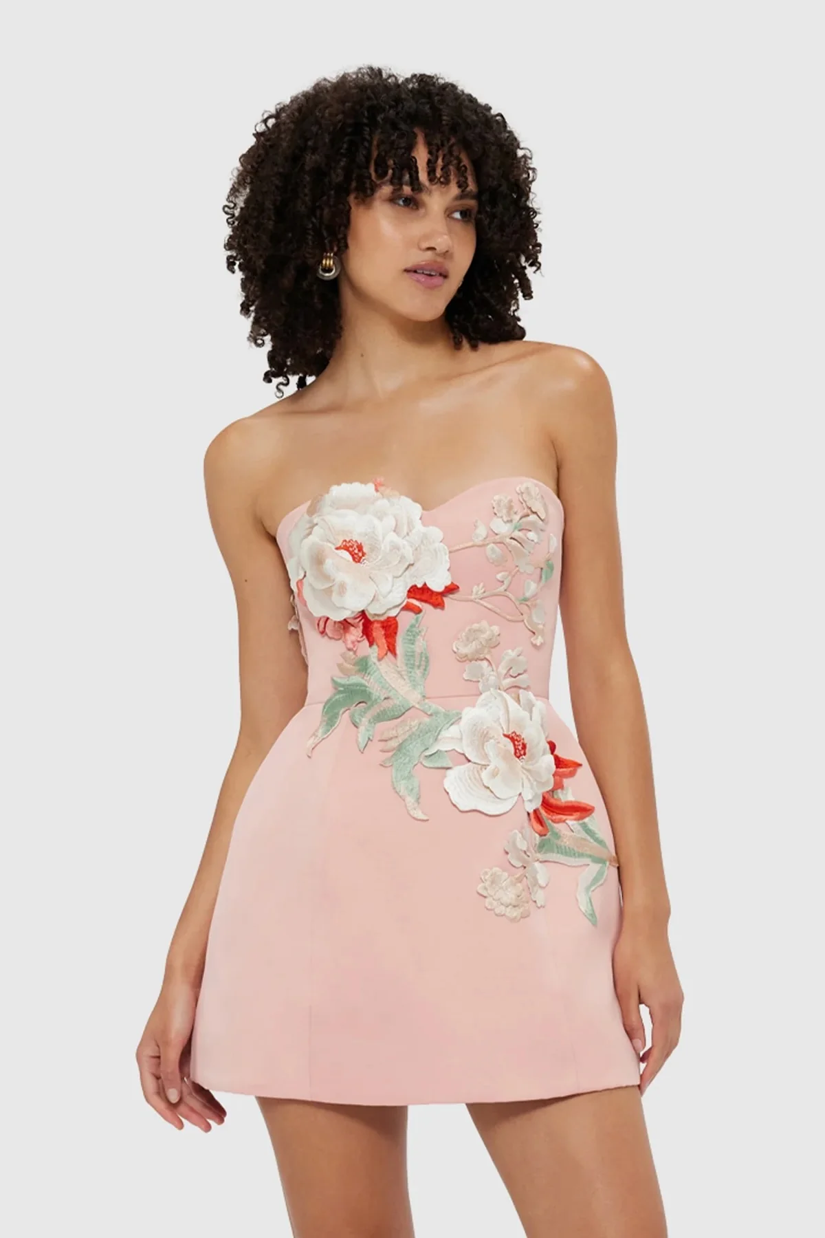 Leo Lin Rosario Appliqué Bustier Mini Dress - Peony Print - Image 2