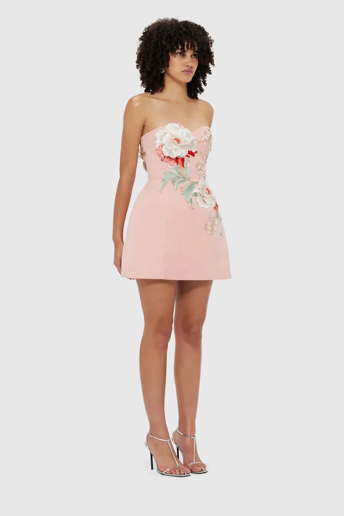 Leo Lin Rosario Appliqué Bustier Mini Dress - Peony Print - Image 5