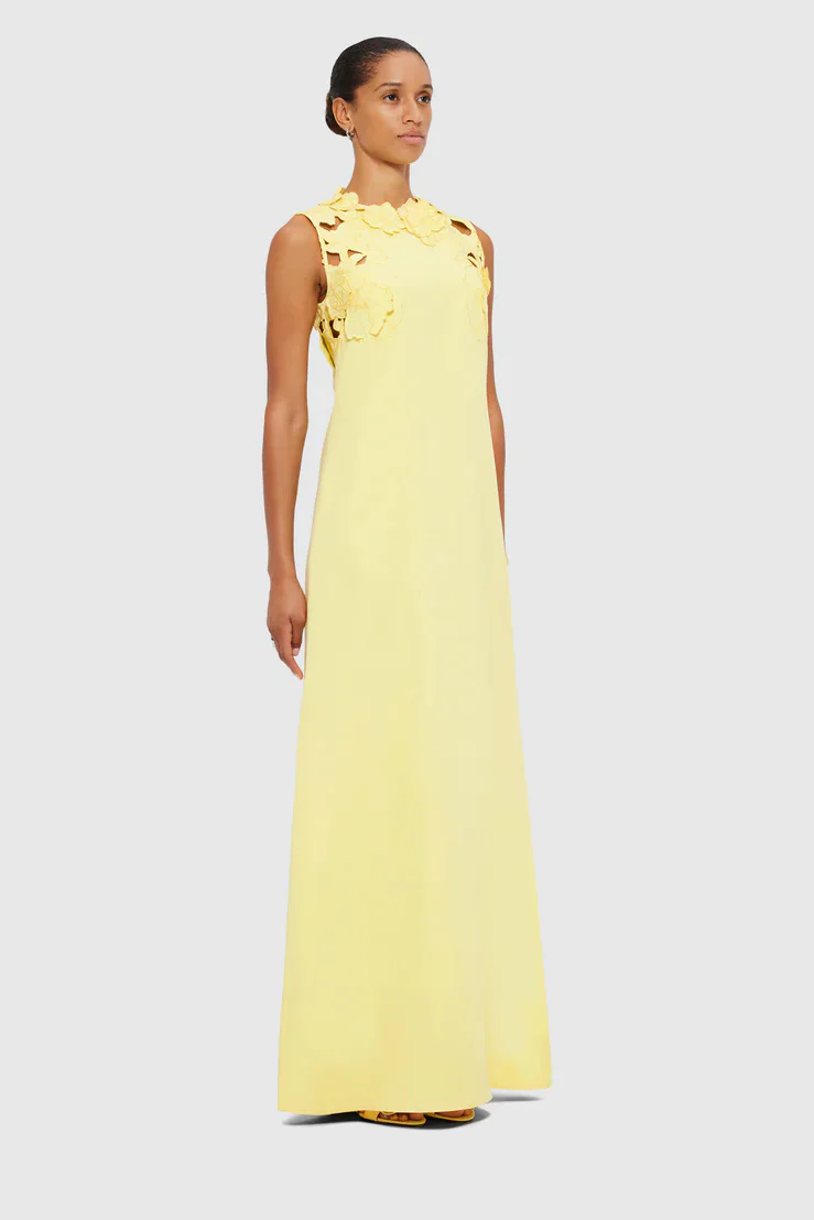 Leo Lin Solene Appliqué Maxi Dress - Sorbet Yellow - Image 3
