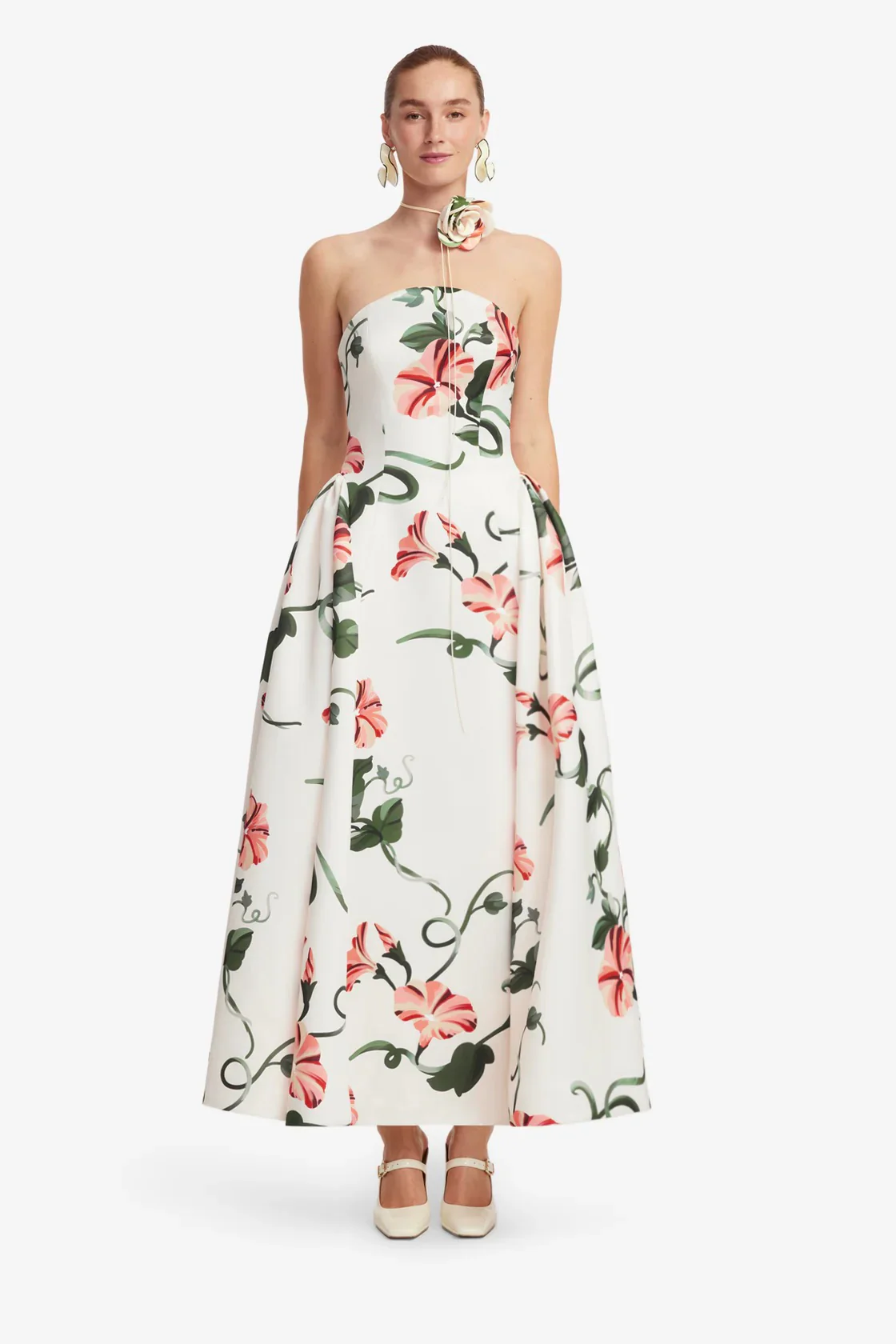 Leo Lin Violet Bustier Maxi Dress - Vine Print in Snow